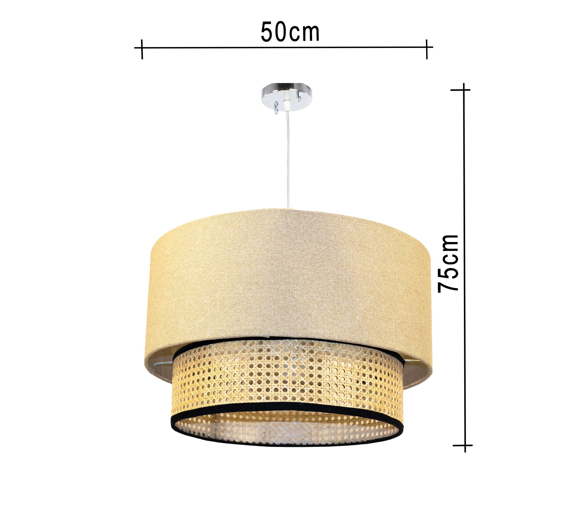 Elegant cane design two - tier ceiling lamp - Vitrine Furniture - Lighting