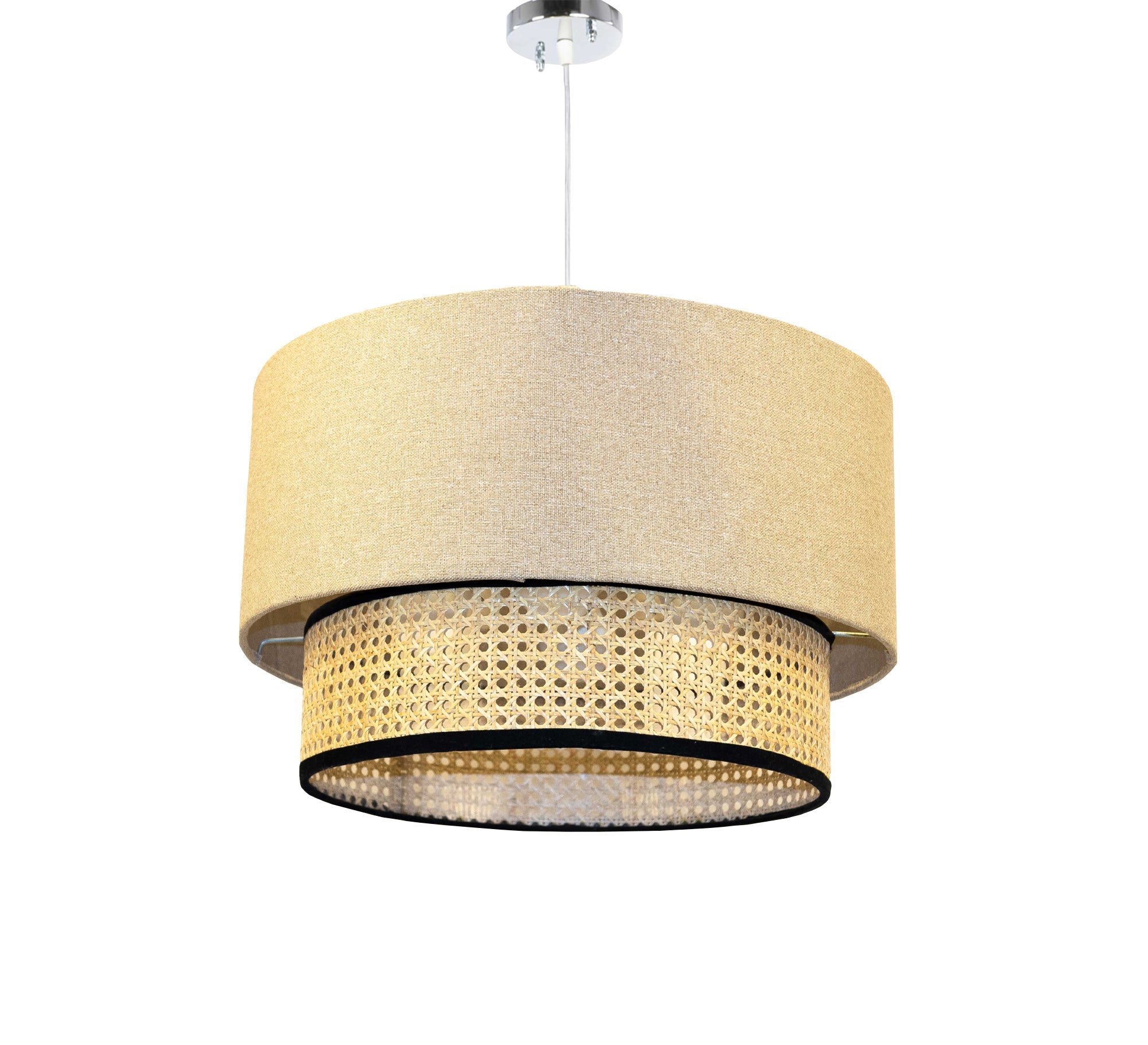 Elegant cane design two - tier ceiling lamp - Vitrine Furniture - Lighting