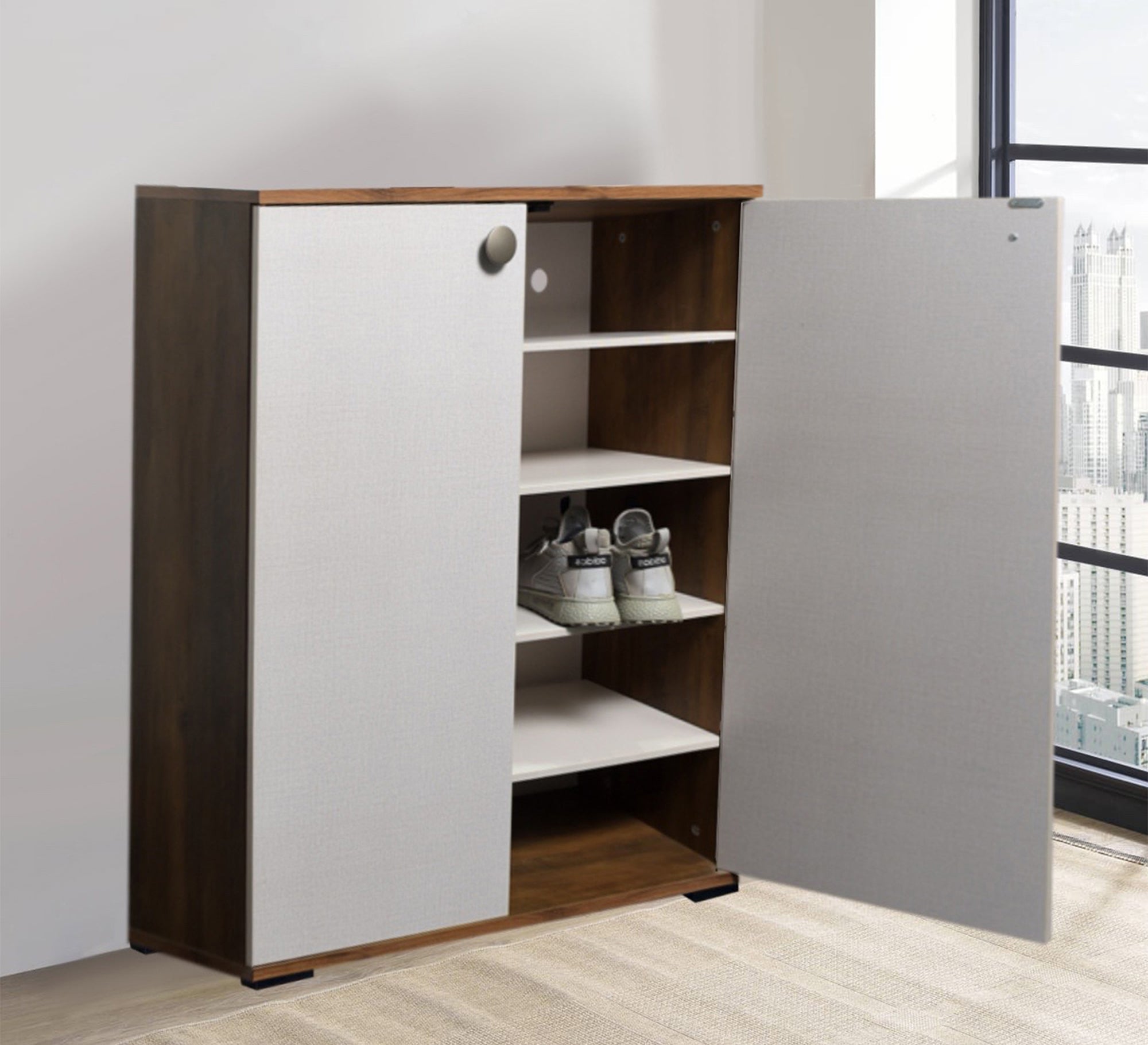 Elegant double - door shoe rack - Vitrine Furniture - Furniture