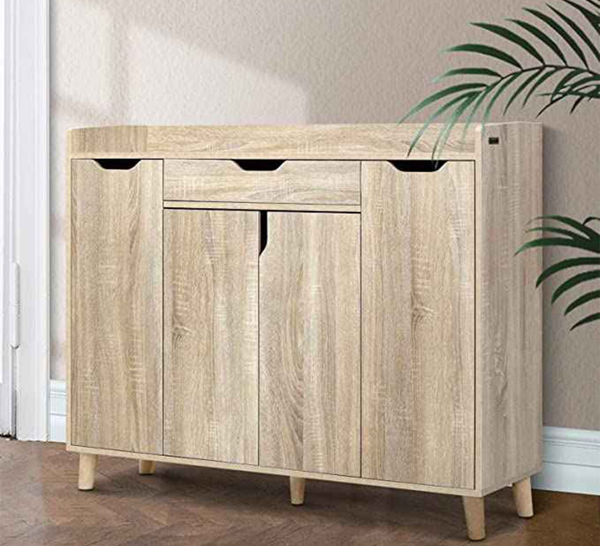 Elegant Four - Leaf Shoe Rack in Natural Finish - Vitrine Furniture - Furniture