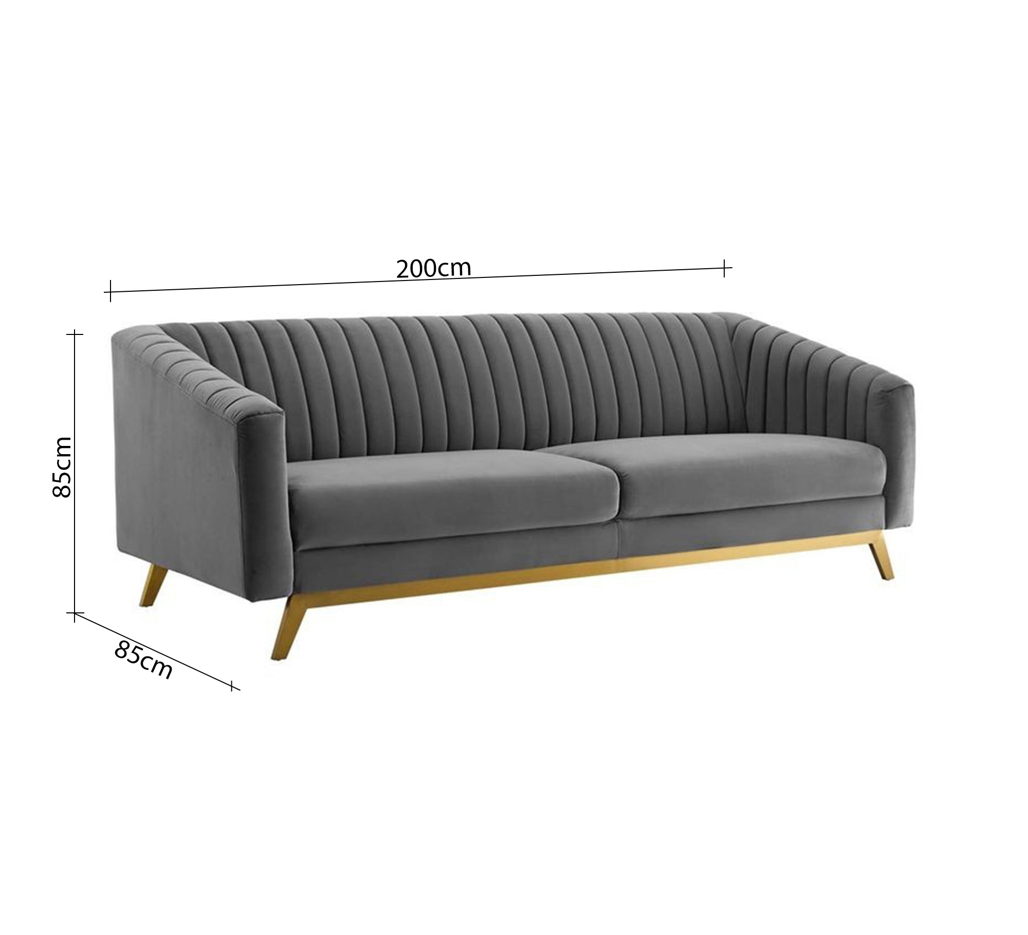 Elegant grey velvet sofa, contemporary design - Vitrine Furniture - Furniture