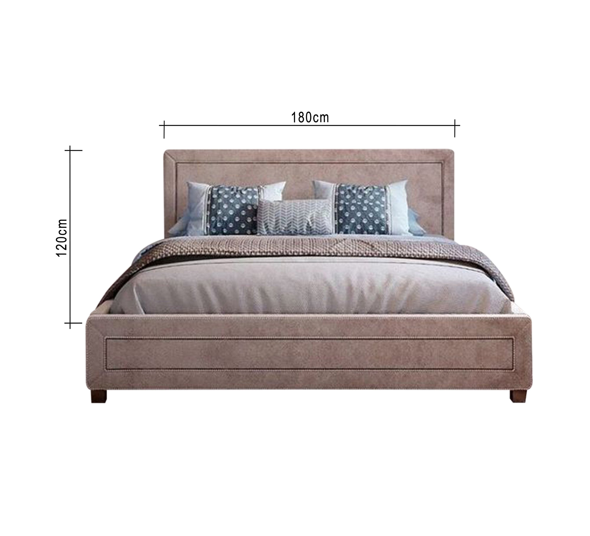 Elegant linen - colored bed with a headboard - Vitrine Furniture - Furniture