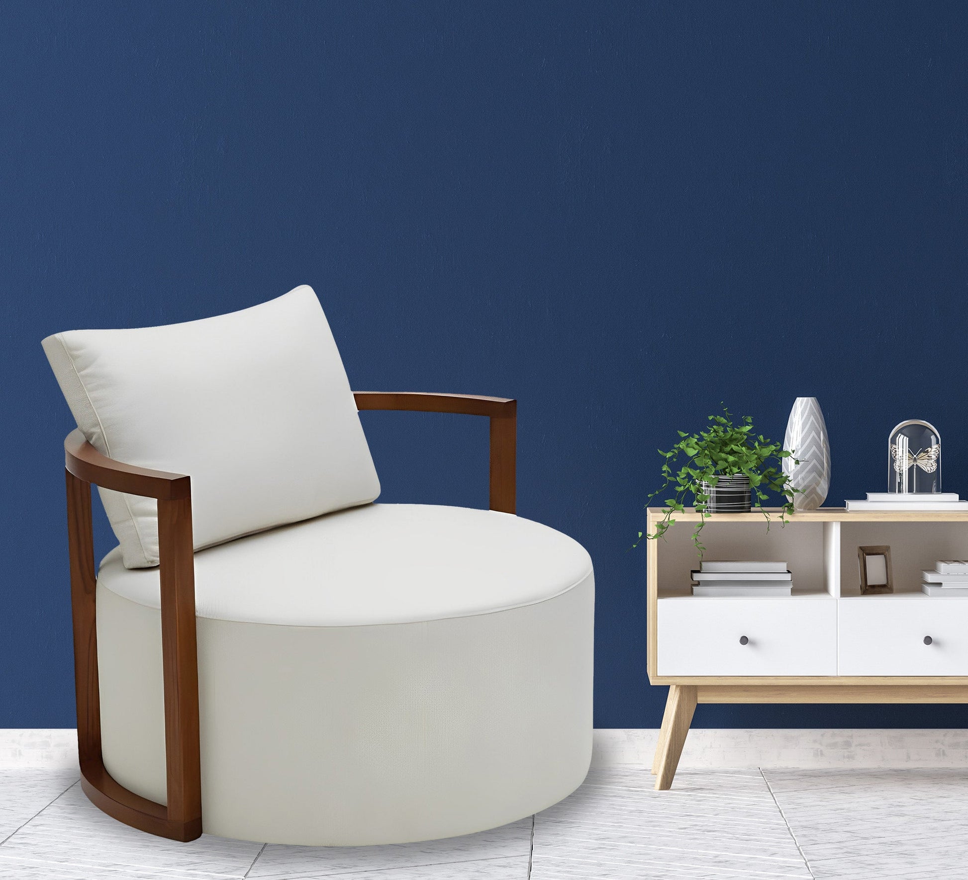 Elegant Living White Round Chair: Modern Comfort & Style - Vitrine Furniture - Chairs & Chaise lounge