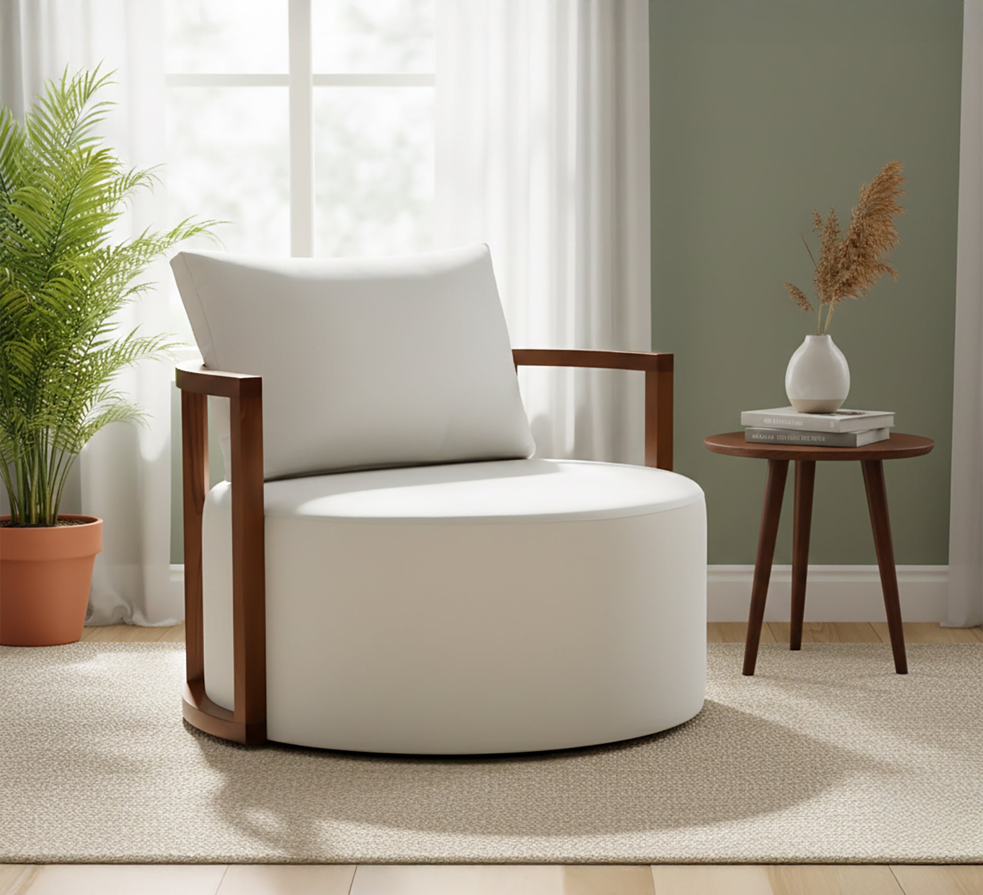 Elegant Living White Round Chair: Modern Comfort & Style - Vitrine Furniture - Chairs & Chaise lounge