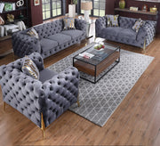 Elegant luxury grey velvet living room set - Vitrine Furniture - Furniture