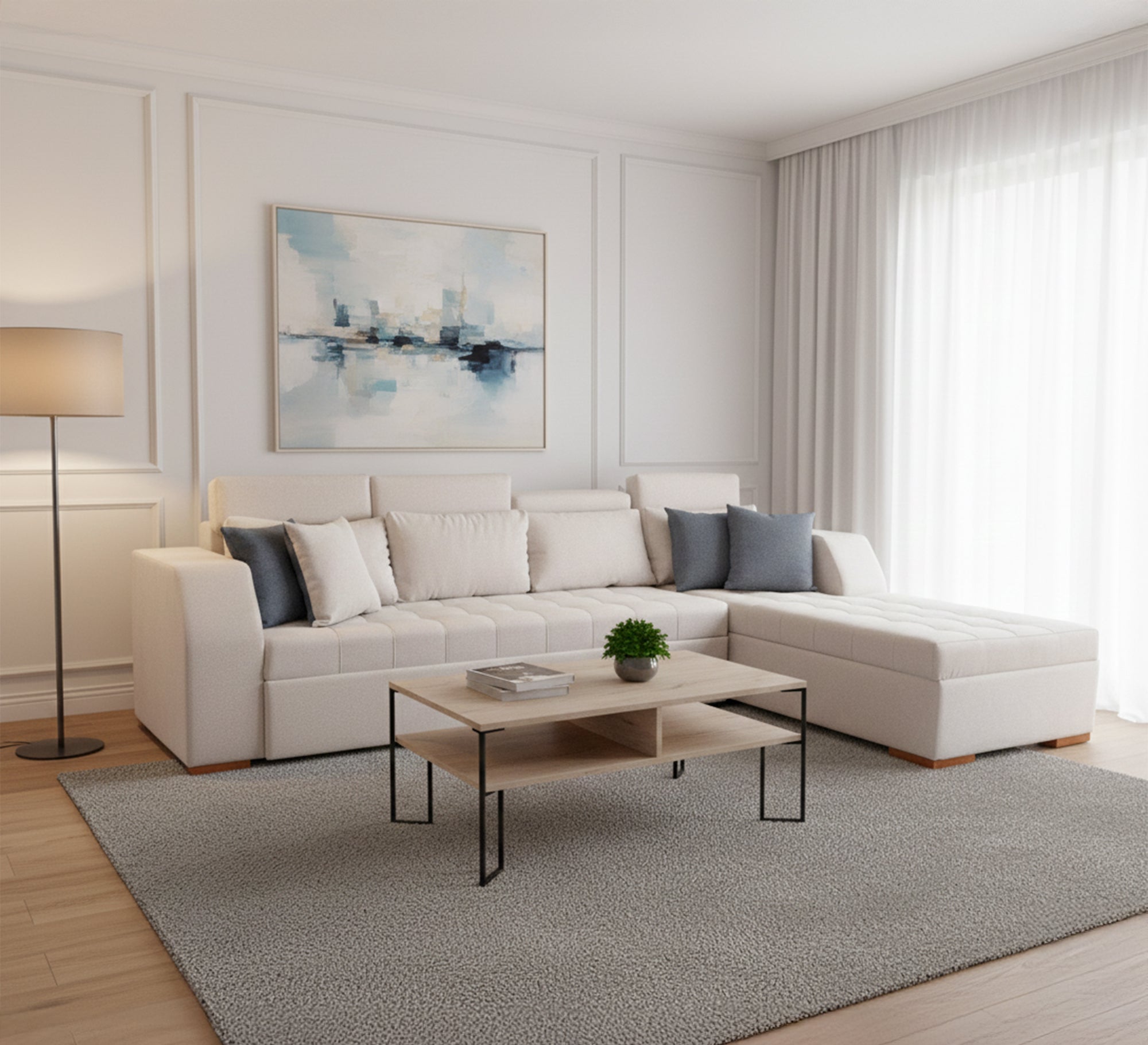 Elegant Modern Corner Sofa Set - Sleek, Spacious Comfort - Vitrine Furniture - Living room Sofas