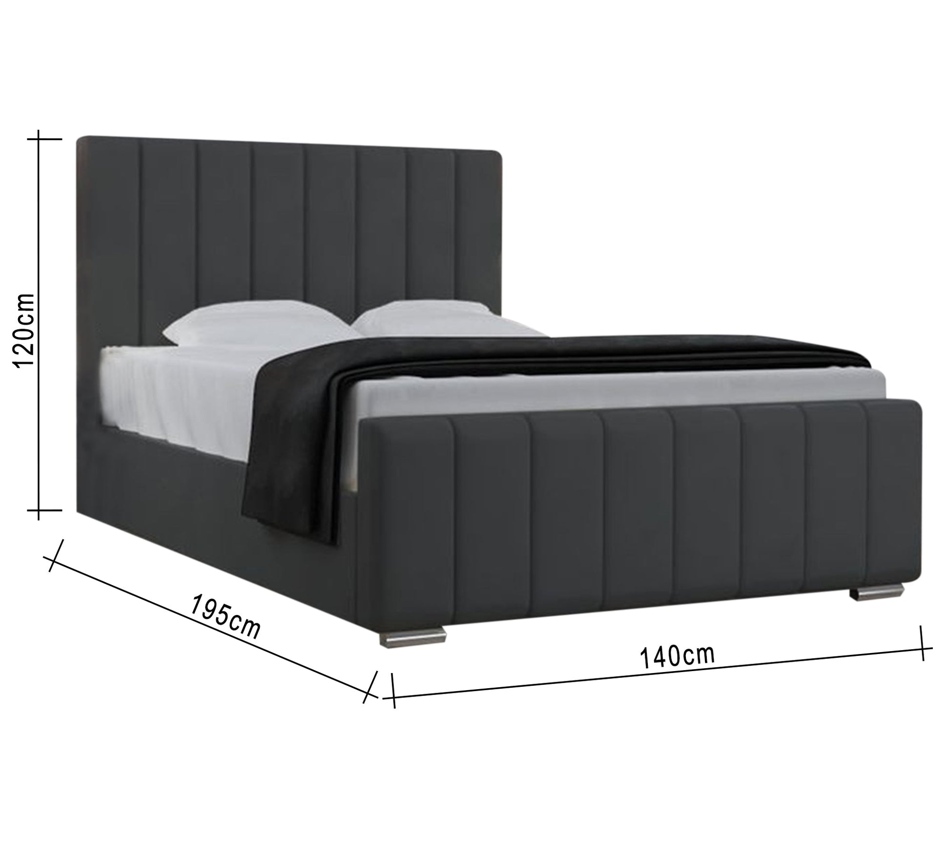 Elegant, modern, dark grey, upholstered bed - Vitrine Furniture - Furniture