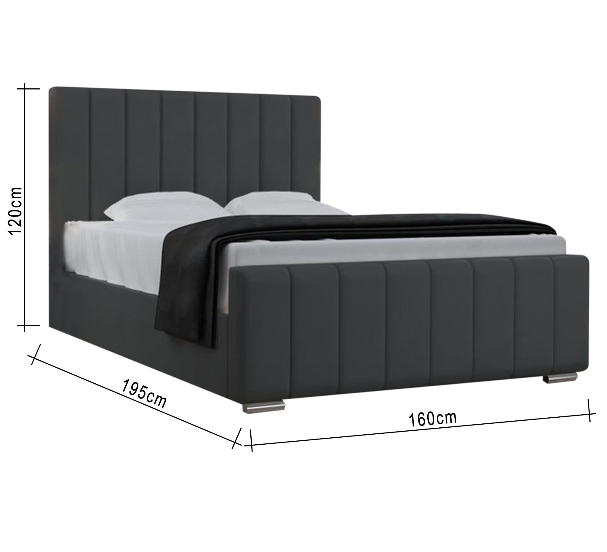 Elegant, modern, dark grey, upholstered bed - Vitrine Furniture - Furniture