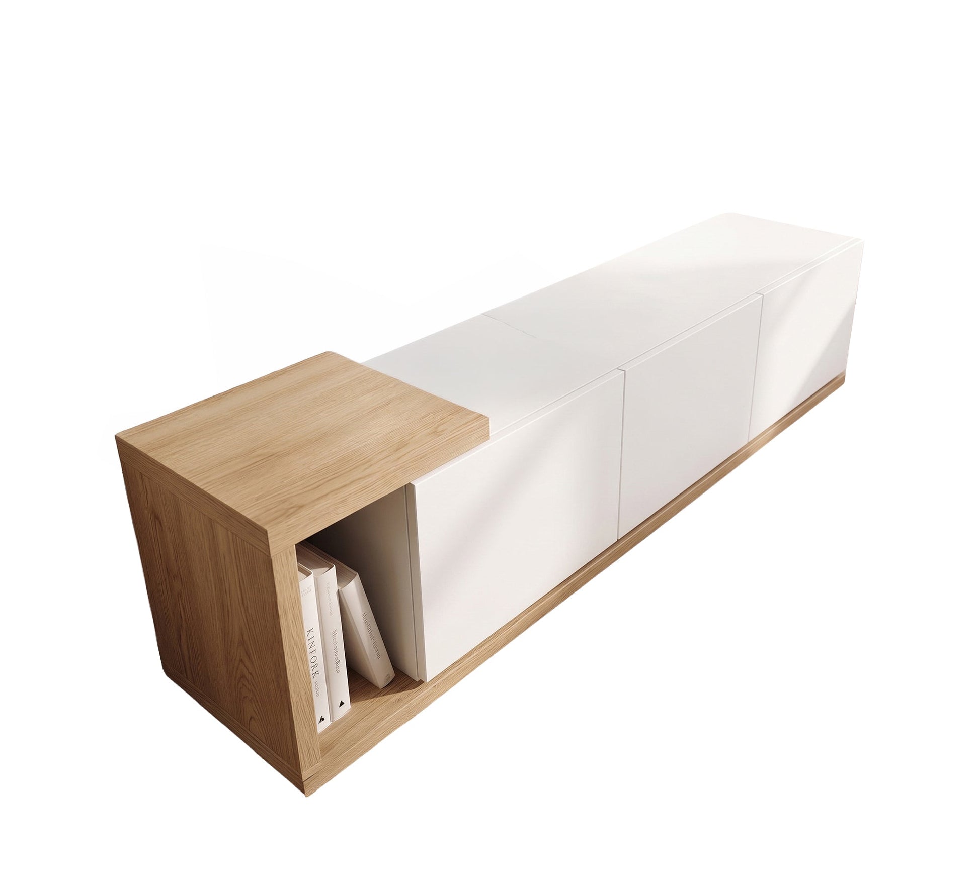 Elegant modern wooden and white TV unit - Vitrine Furniture - TV Table & Cabinet
