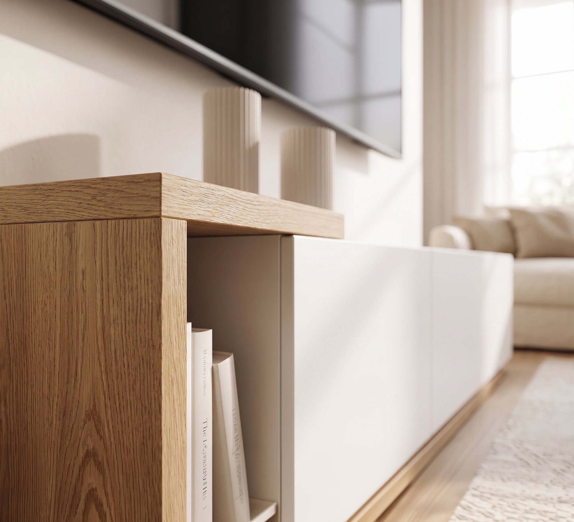 Elegant modern wooden and white TV unit - Vitrine Furniture - TV Table & Cabinet
