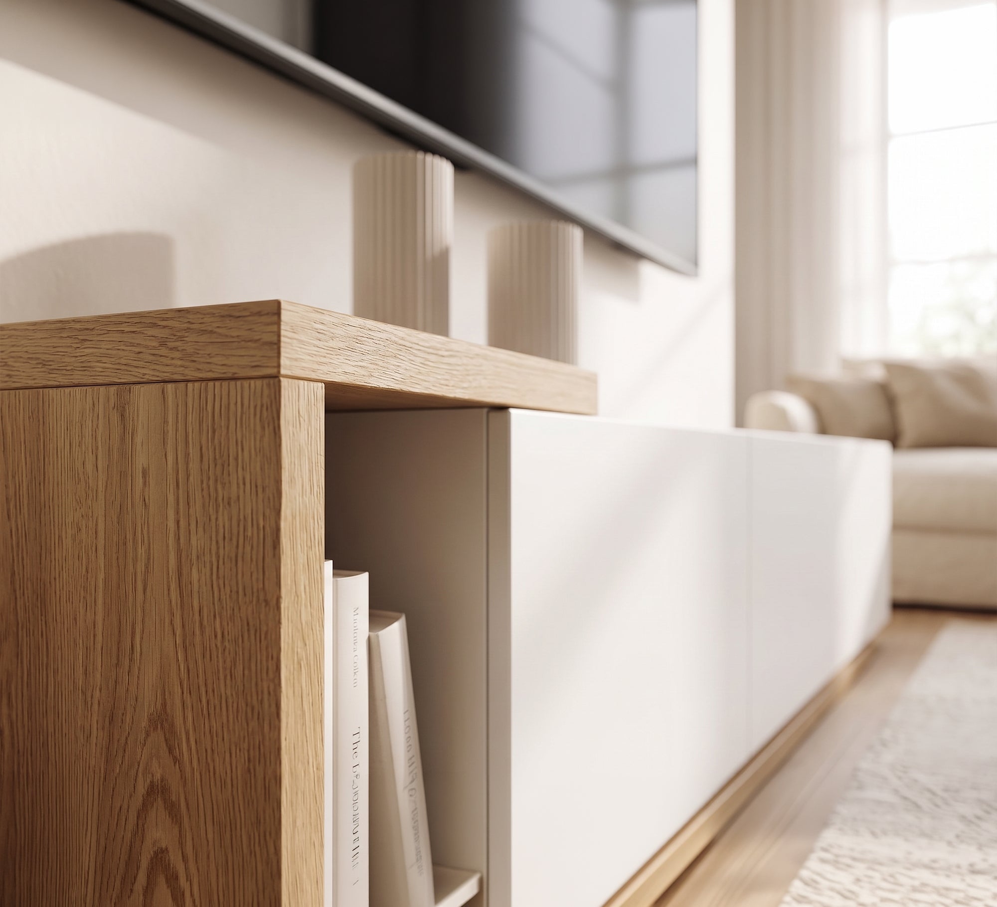 Elegant modern wooden and white TV unit - Vitrine Furniture - TV Table & Cabinet