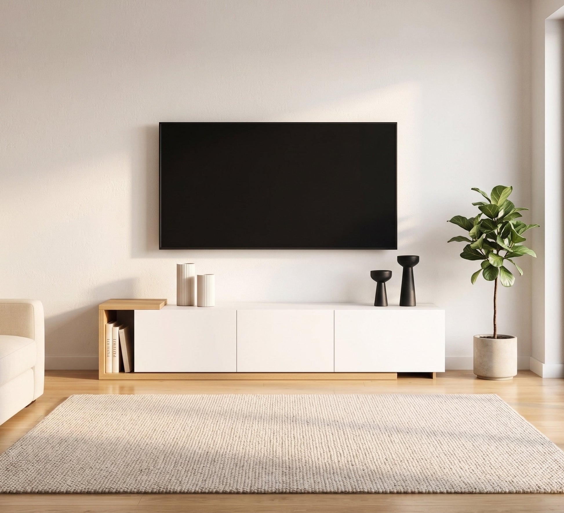 Elegant modern wooden and white TV unit - Vitrine Furniture - TV Table & Cabinet