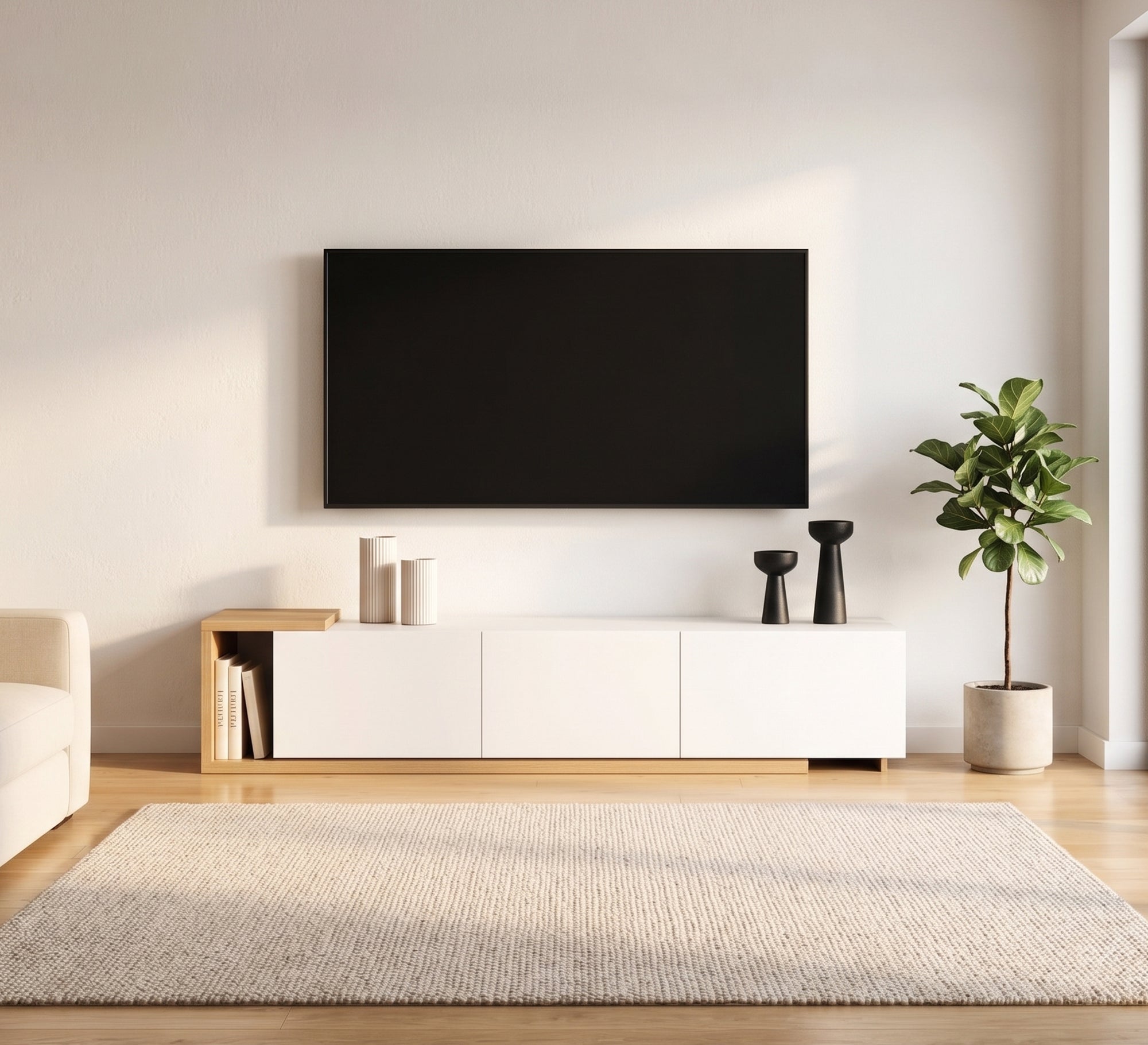 Elegant modern wooden and white TV unit - Vitrine Furniture - TV Table & Cabinet
