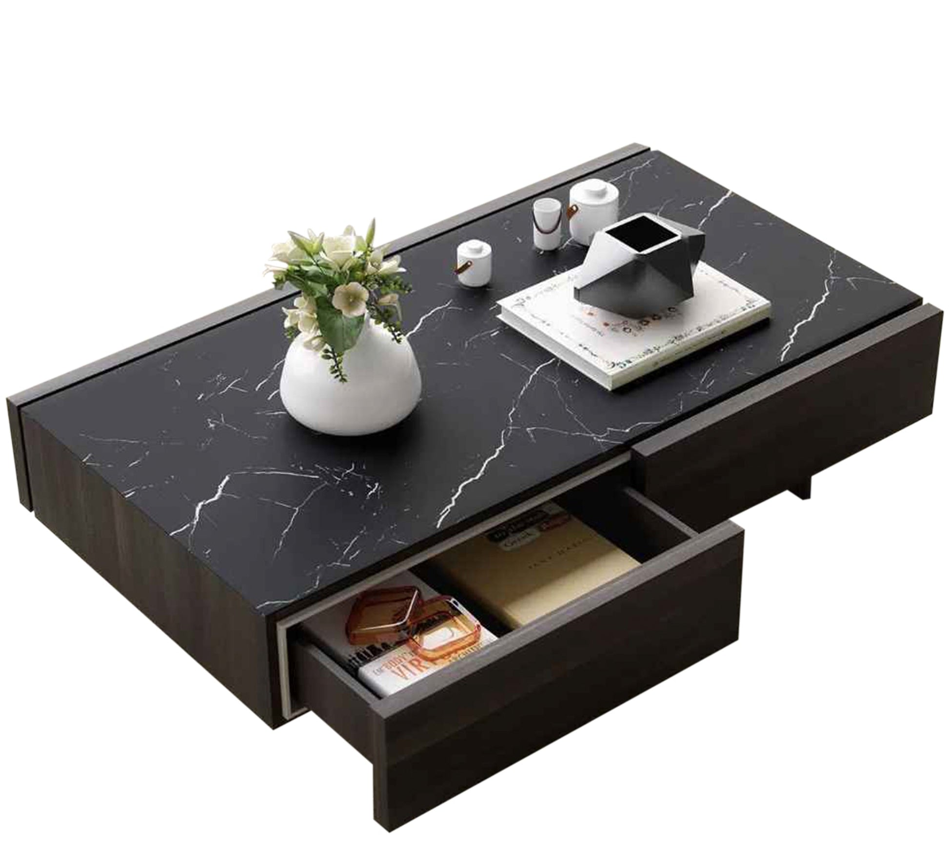 Elegant Oak Middle Table: Sleek Design, 4 Spacious Drawers - Vitrine Furniture - Furniture