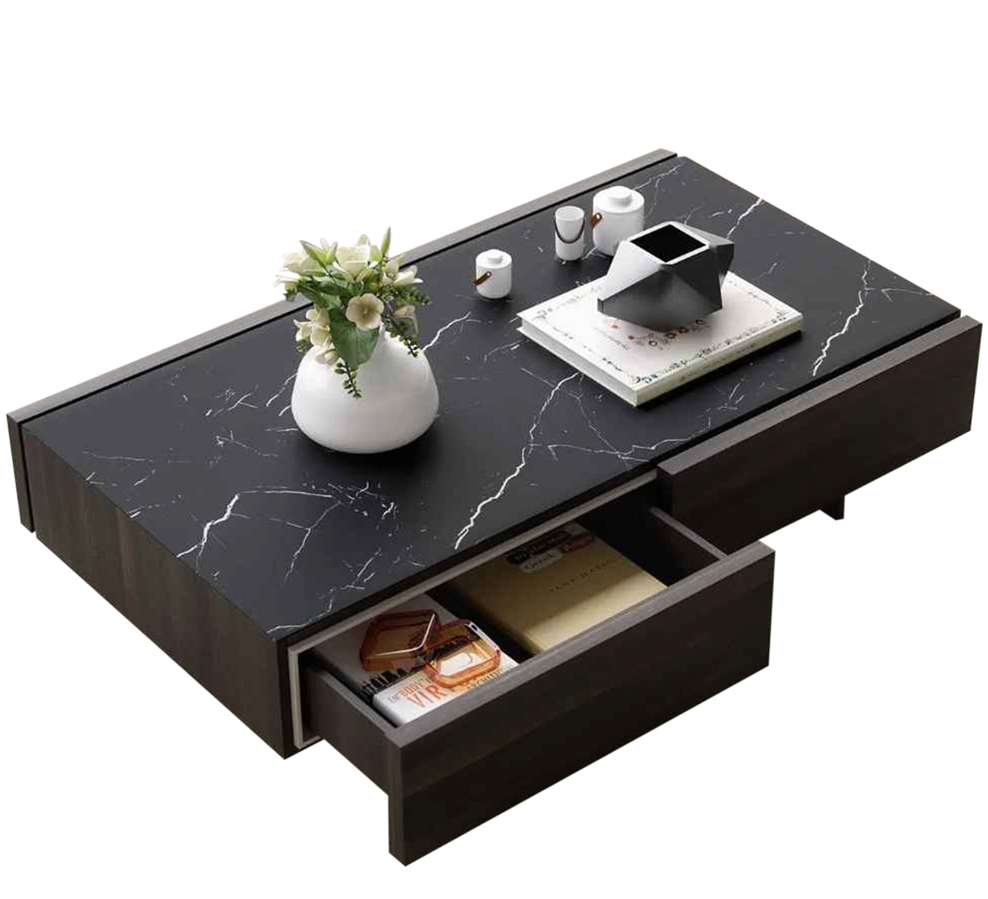 Elegant Oak Middle Table: Sleek Design, 4 Spacious Drawers - Vitrine Furniture - Furniture