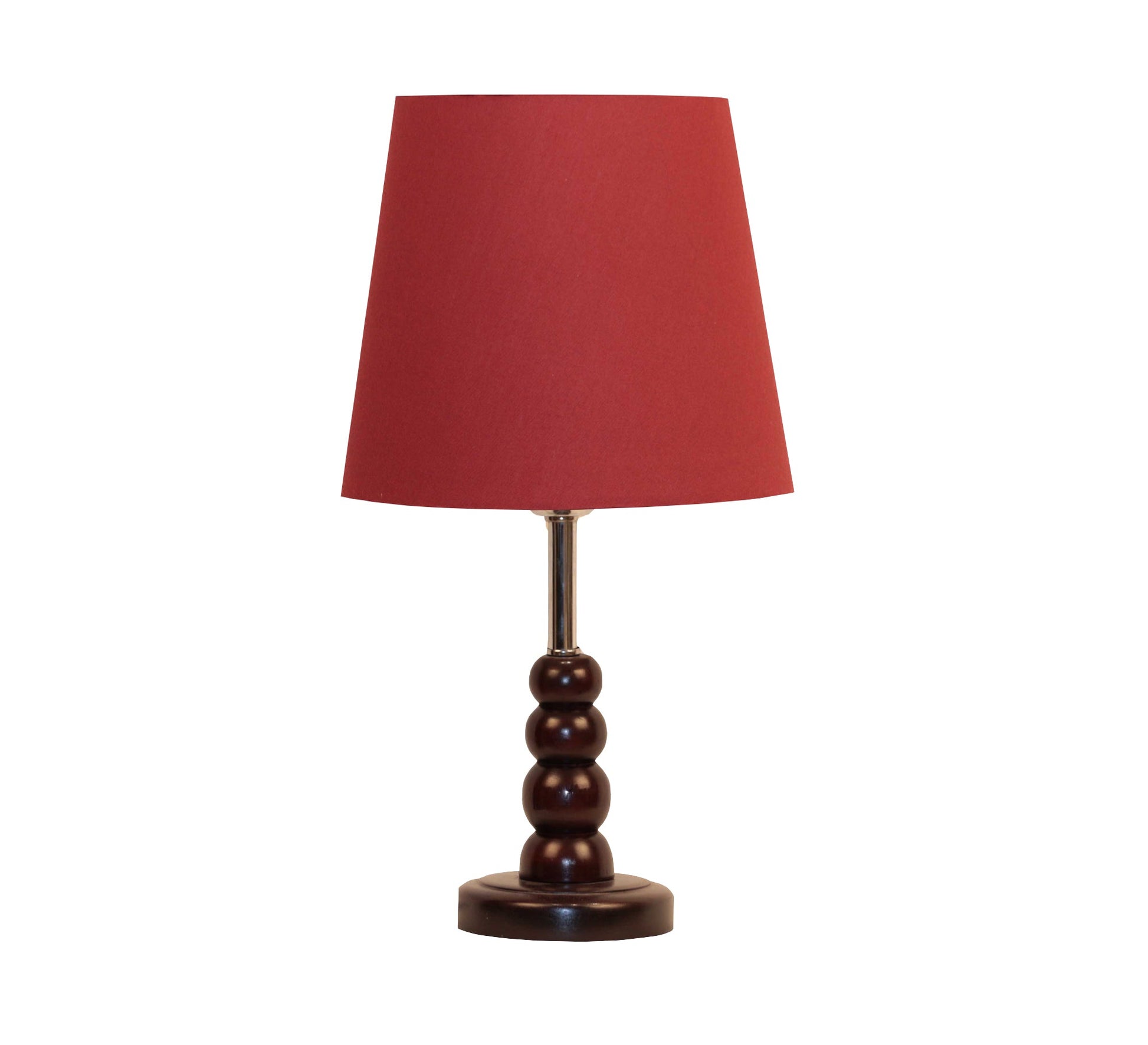 Elegant red table lamp with wooden base - Vitrine Furniture - Lighting
