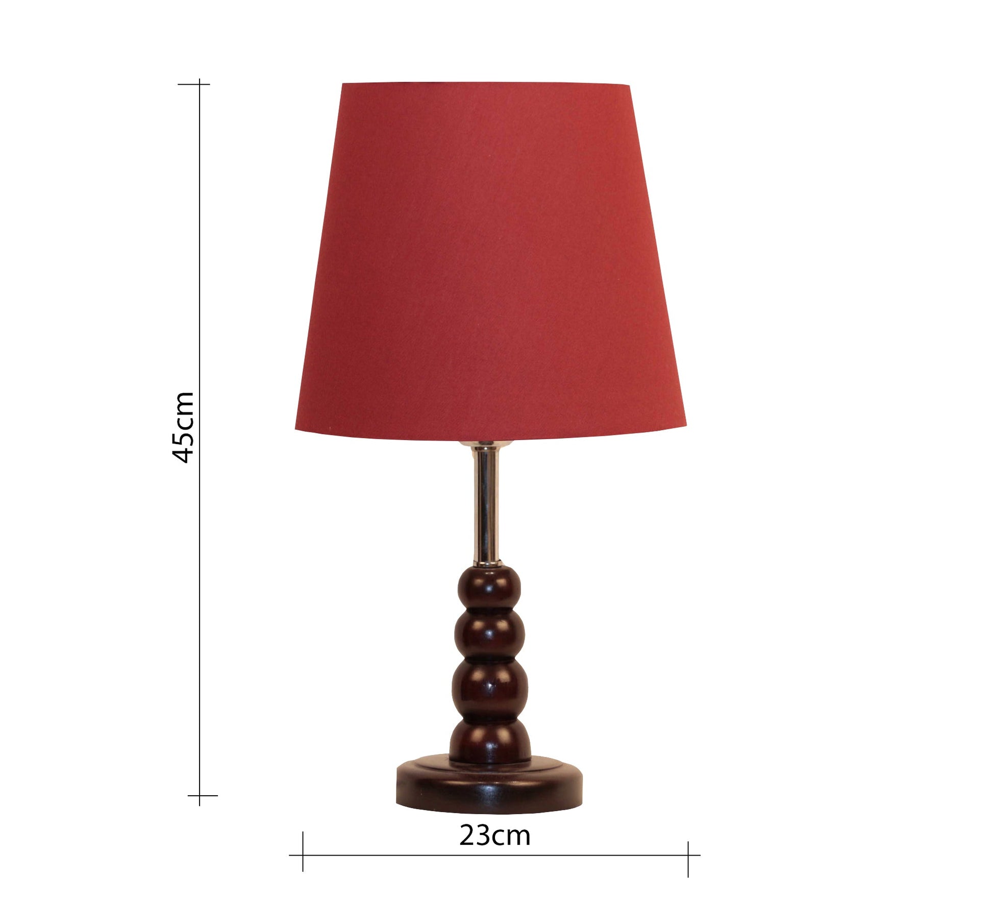 Elegant red table lamp with wooden base - Vitrine Furniture - Lighting