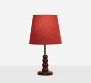 Elegant red table lamp with wooden base - Vitrine Furniture - Lighting