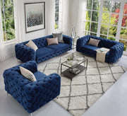 Elegant royal blue velvet living room set - Vitrine Furniture - Furniture