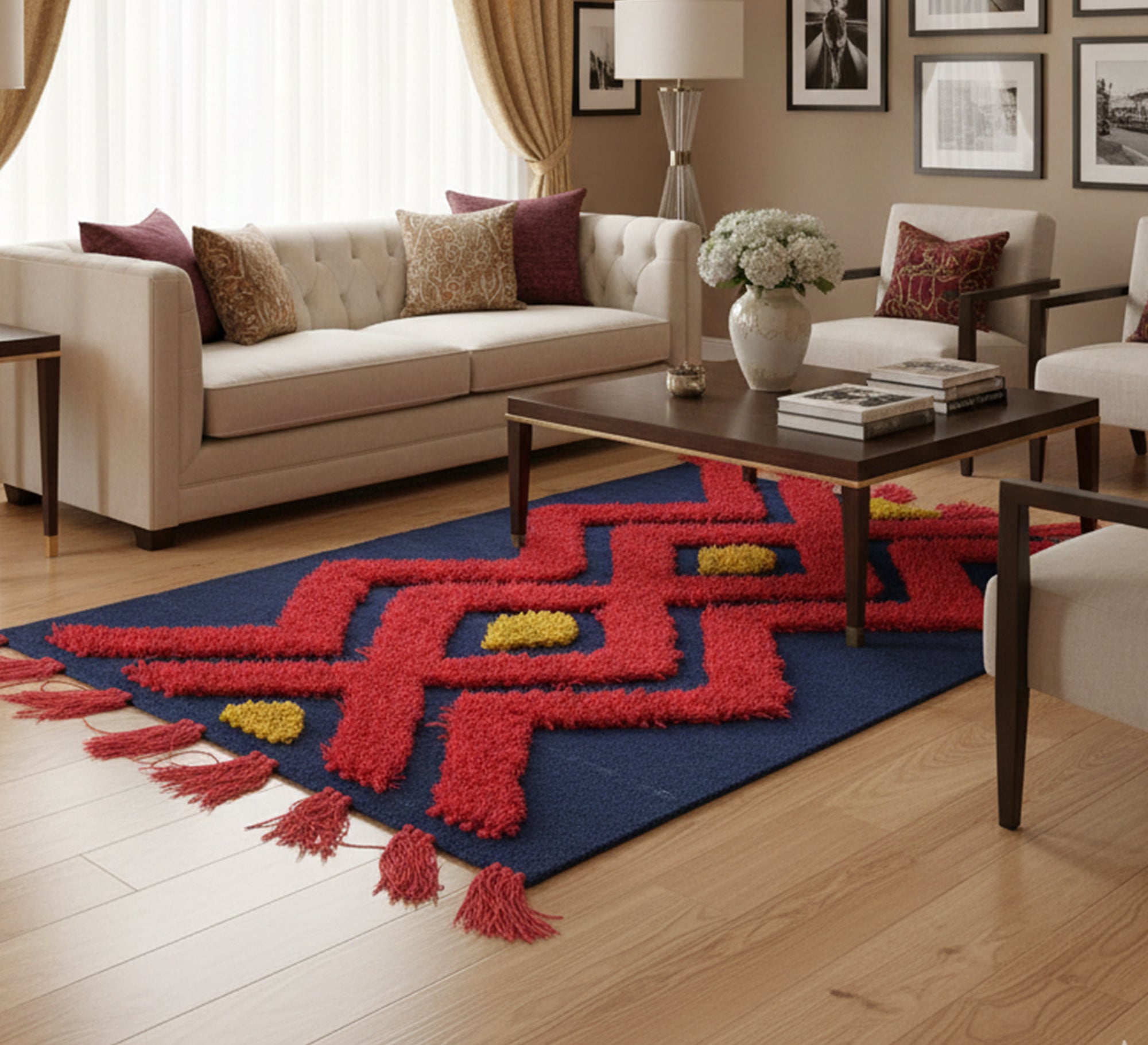 Elegant rug with subtle, raised diamond patterns - Vitrine Furniture - Accessories