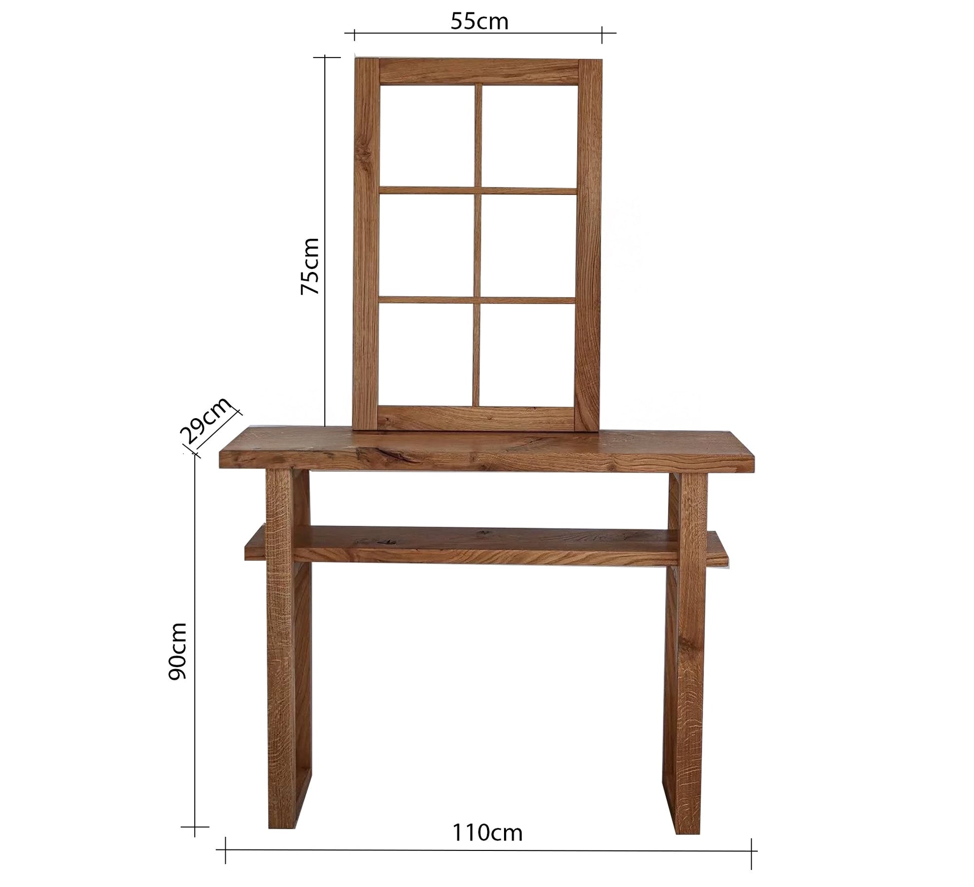 Elegant rustic wooden console table with wooden tabletop - Vitrine Furniture - Furniture