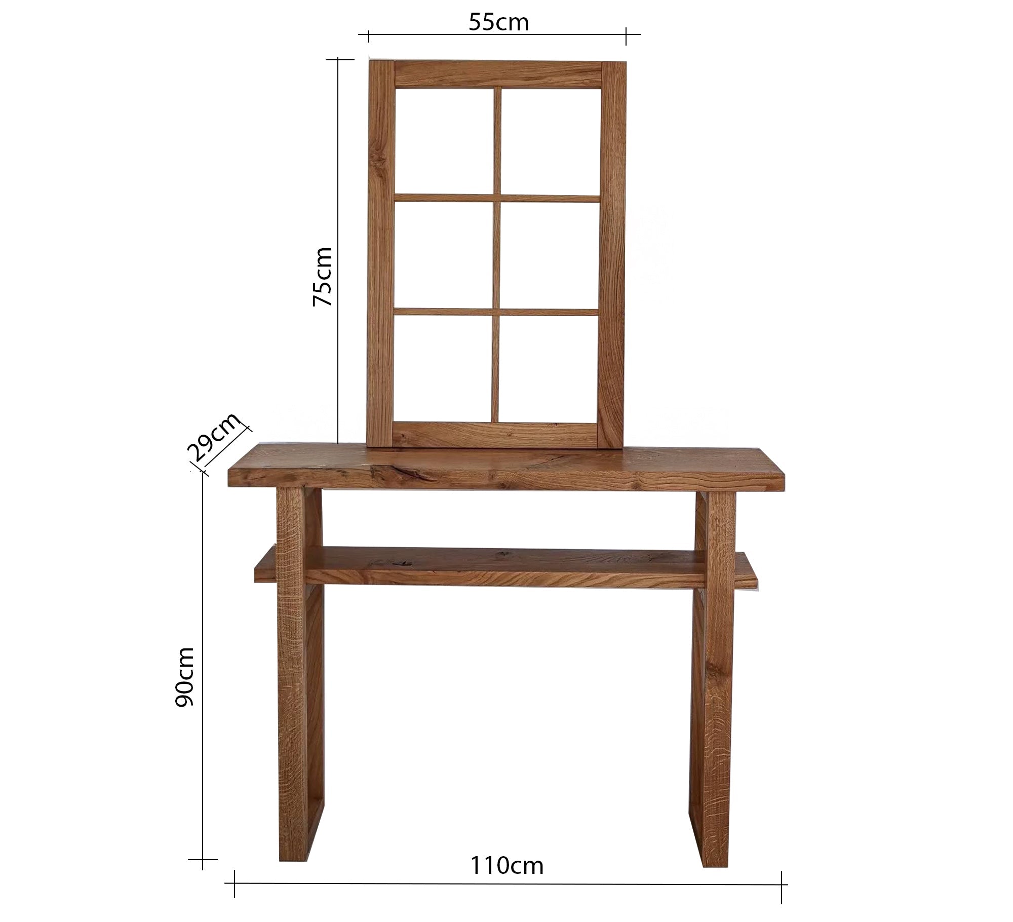 Elegant rustic wooden console table with wooden tabletop - Vitrine Furniture - Furniture