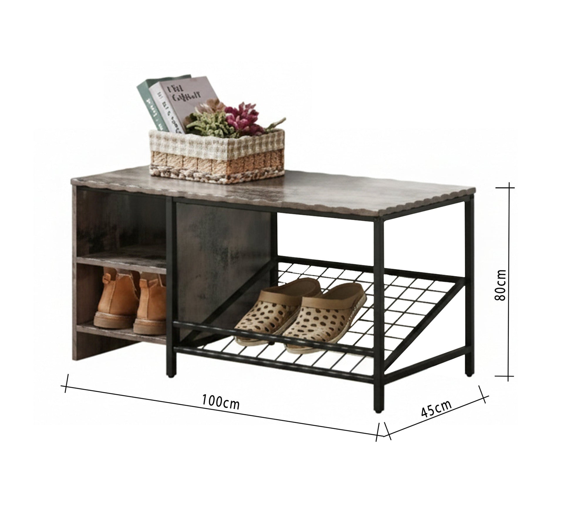 Elegant shoe bench set and wall rack - Vitrine Furniture - Furniture