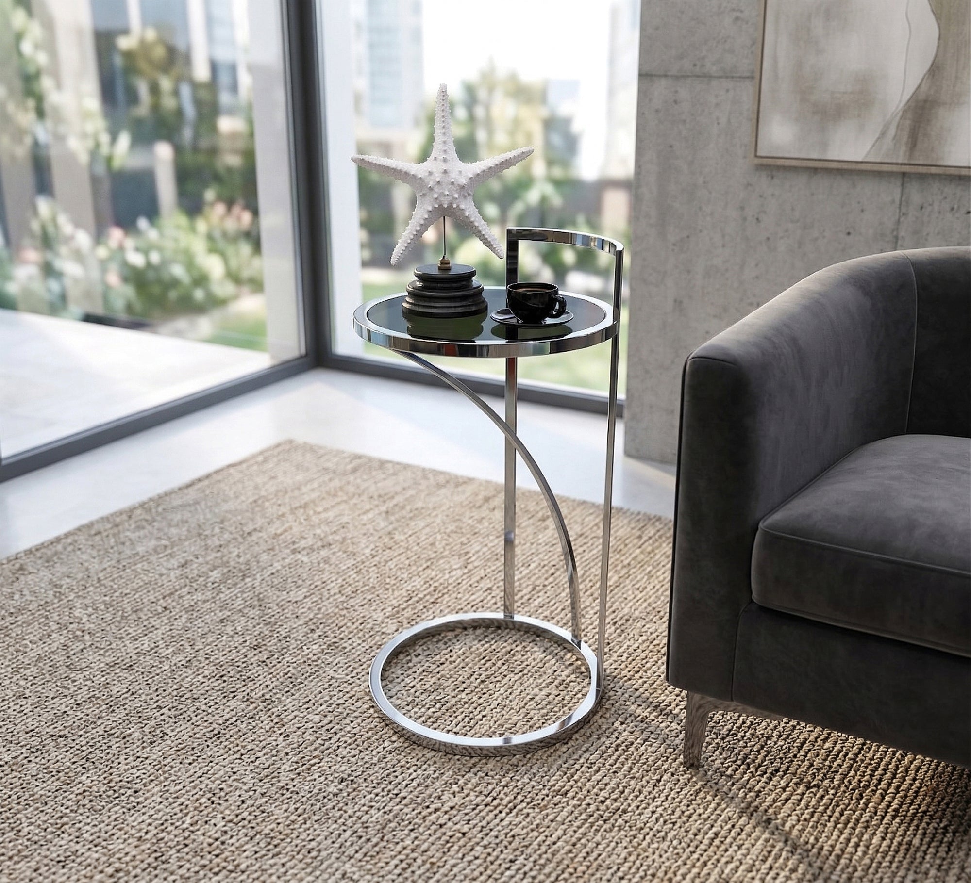 Elegant side table with a round top - Vitrine Furniture - Side Tables