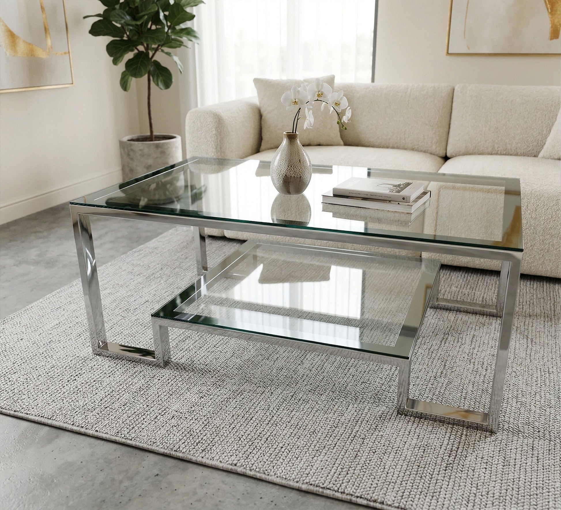 Elegant table in shiny silver - Vitrine Furniture - Coffee Tables