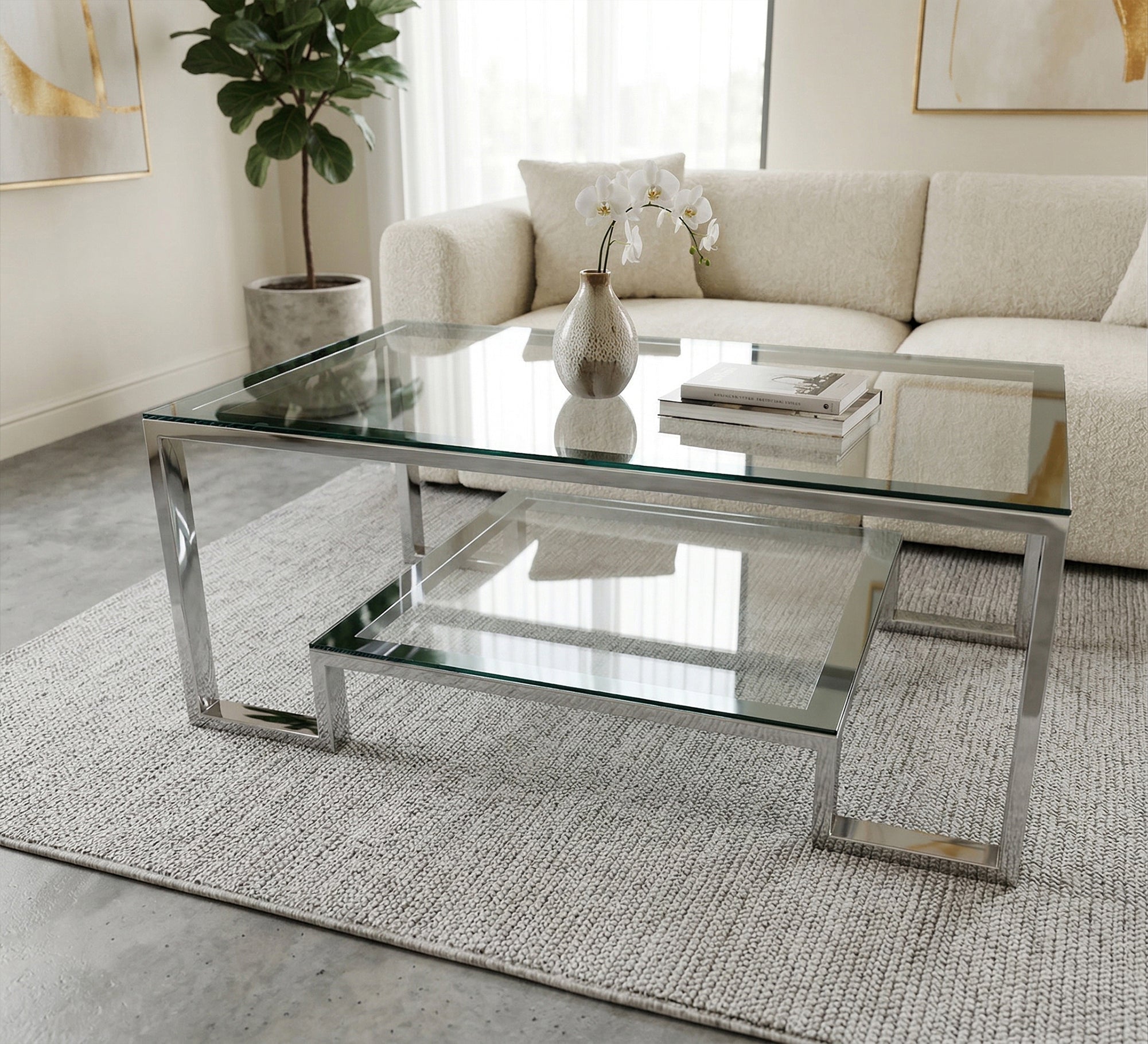 Elegant table in shiny silver - Vitrine Furniture - Coffee Tables