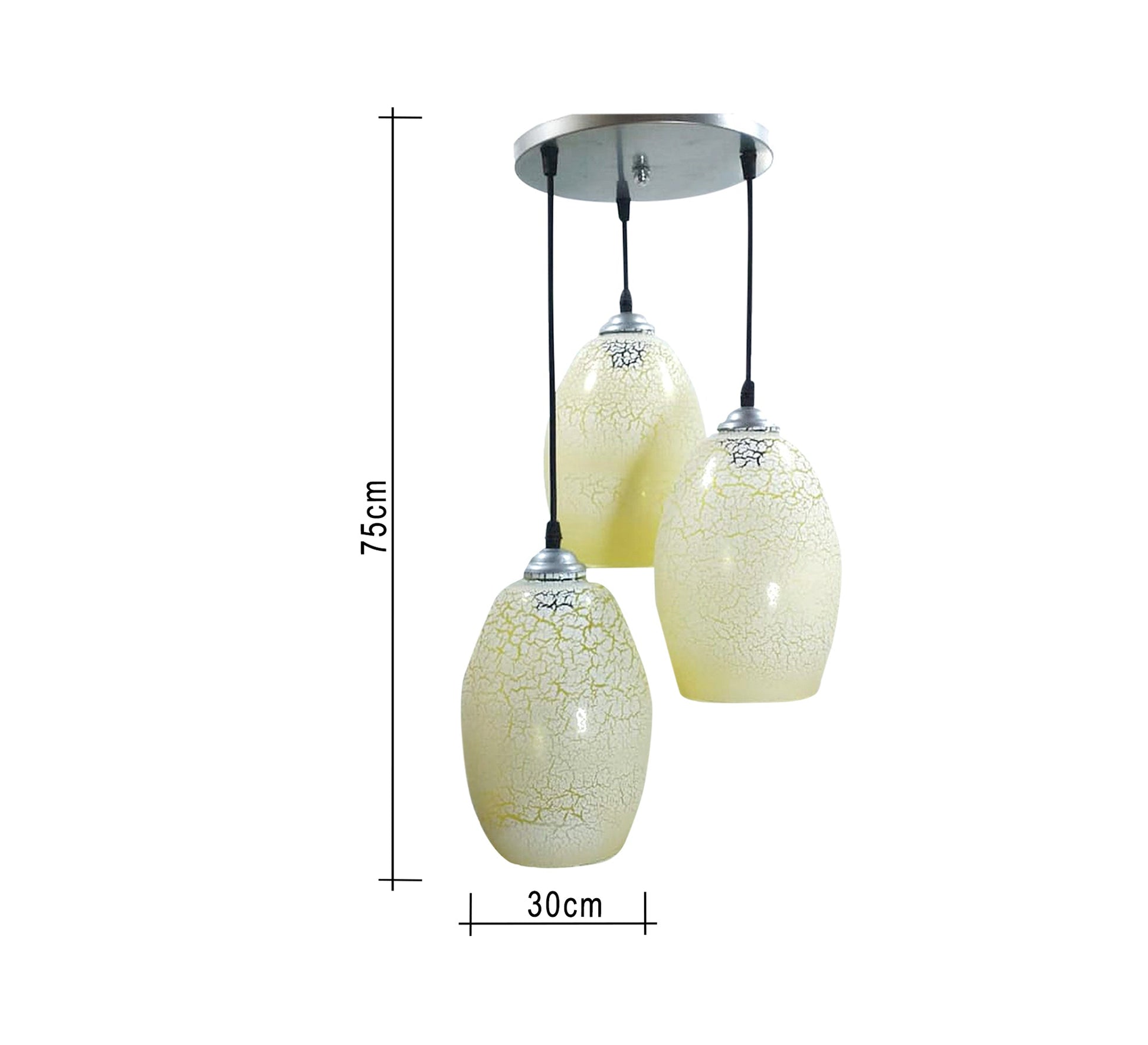 Elegant Triple Yellow Glass Chandelier - Vitrine Furniture - Lighting