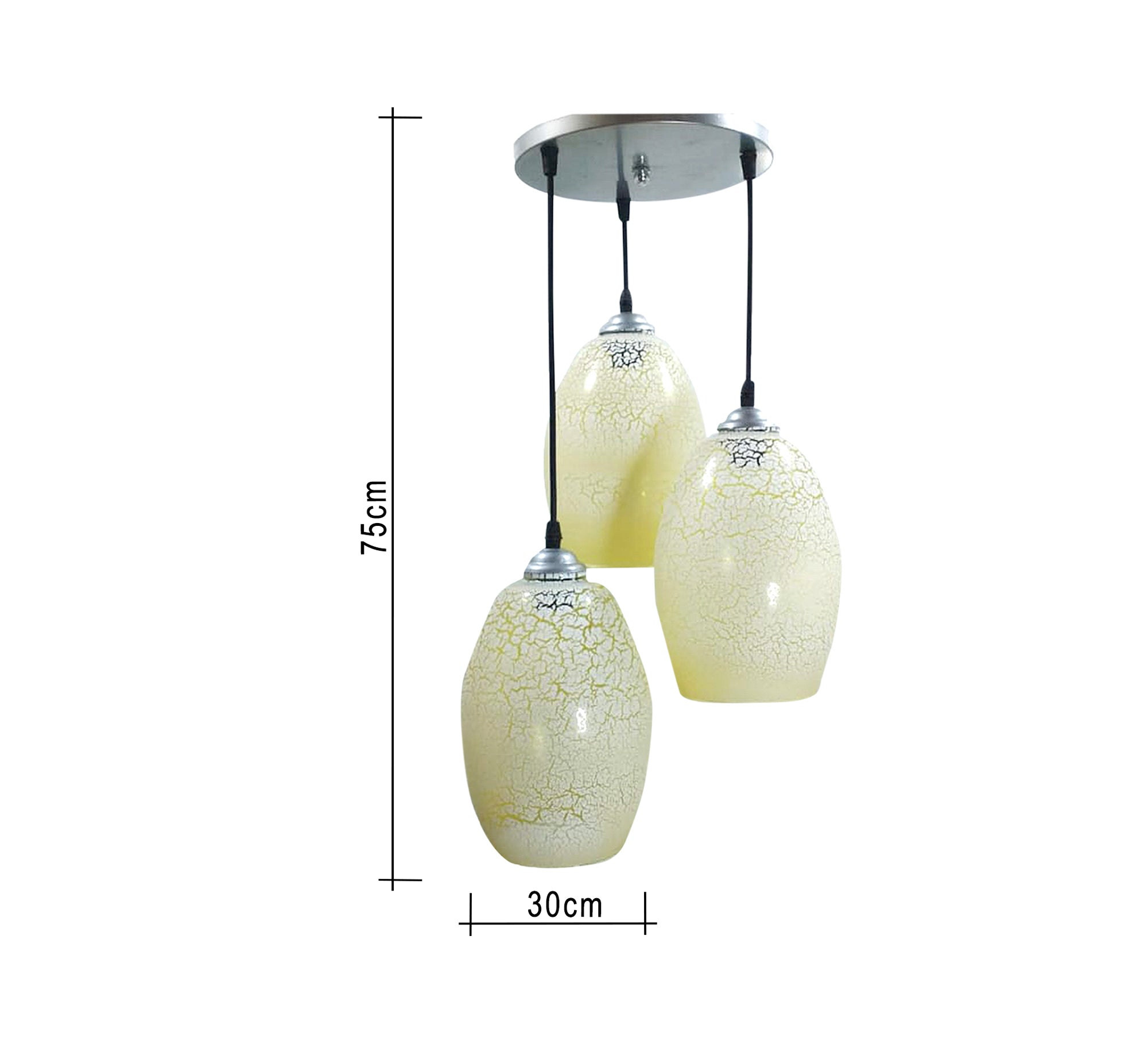 Elegant Triple Yellow Glass Chandelier - Vitrine Furniture - Lighting