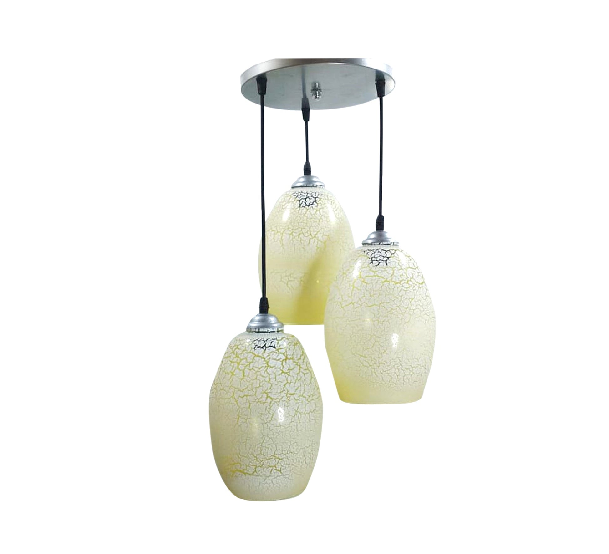 Elegant Triple Yellow Glass Chandelier - Vitrine Furniture - Lighting