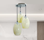 Elegant Triple Yellow Glass Chandelier - Vitrine Furniture - Lighting