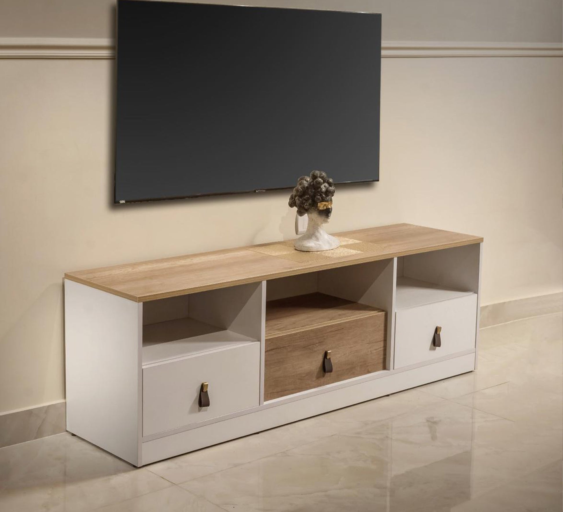 Elegant TV stand with three drawers - Vitrine Furniture - Furniture