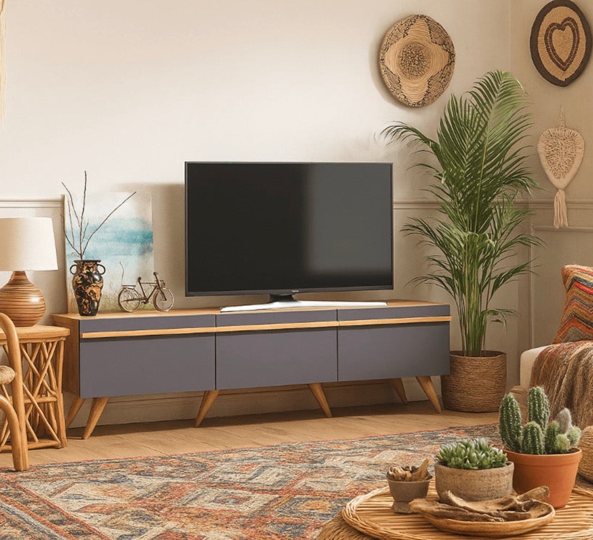Elegant TV table in calm gray color - Vitrine Furniture - TV Table & Cabinet