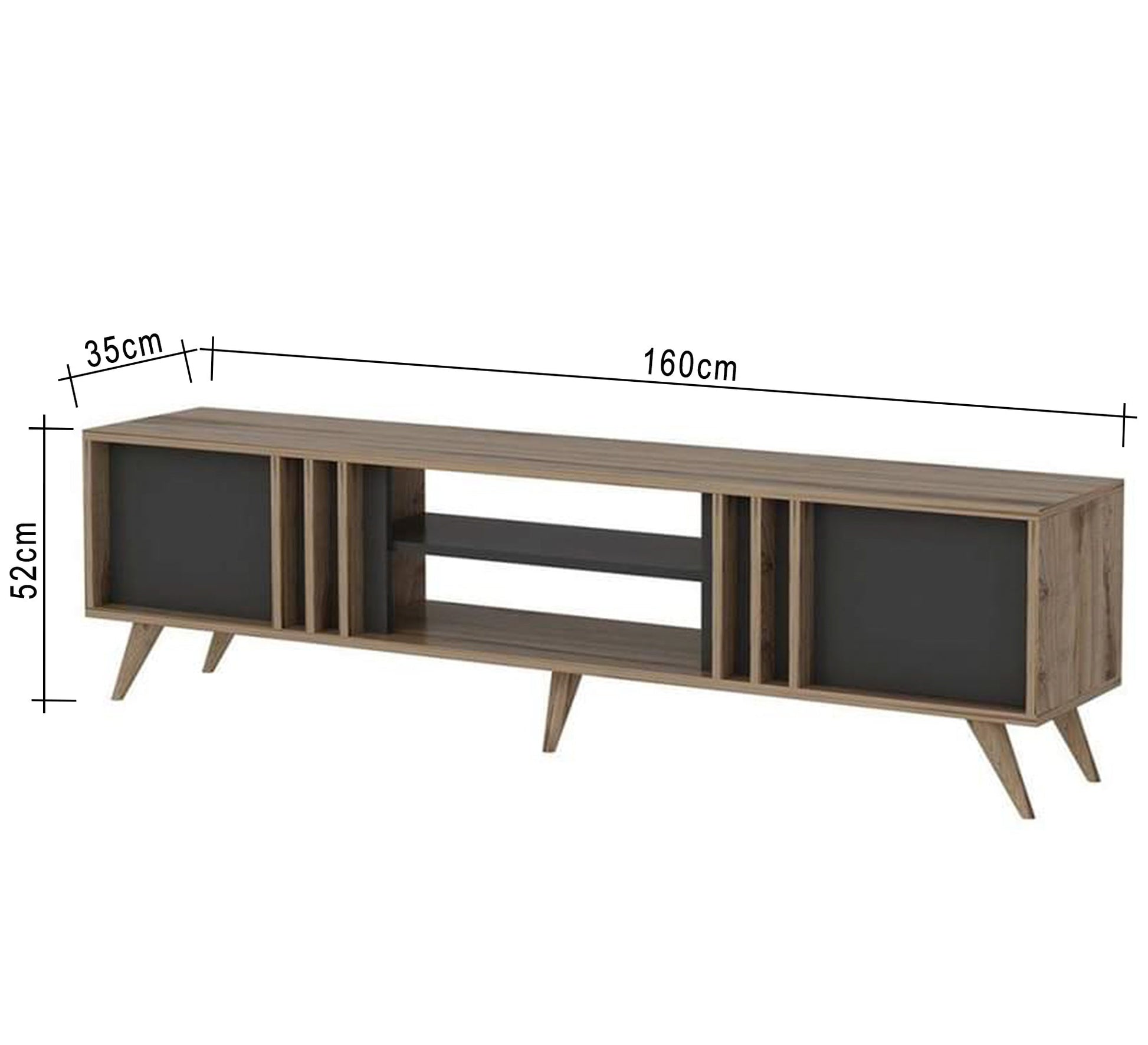 Elegant TV table in gray and beige wood color - Vitrine Furniture - Furniture