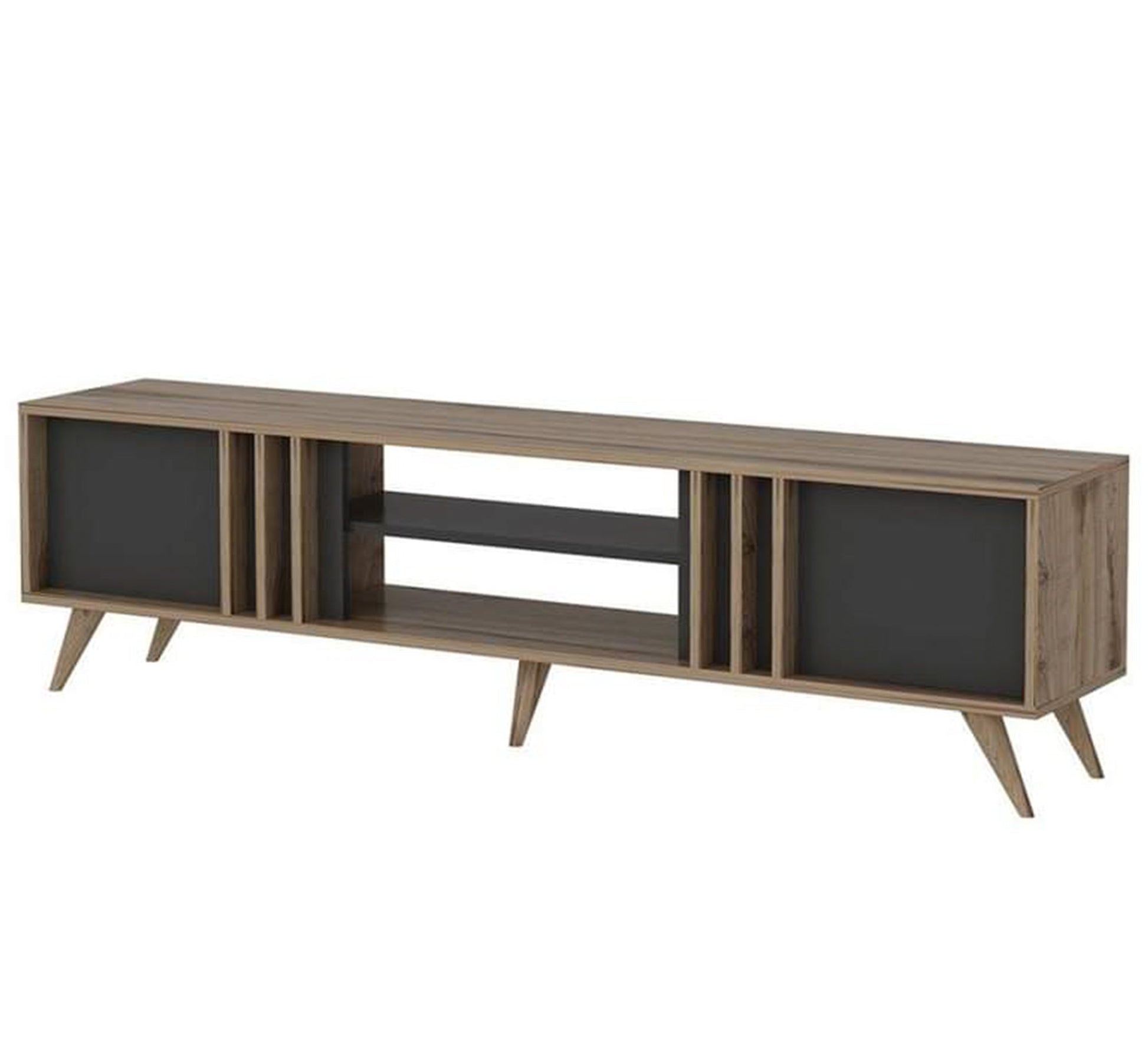 Elegant TV table in gray and beige wood color - Vitrine Furniture - Furniture