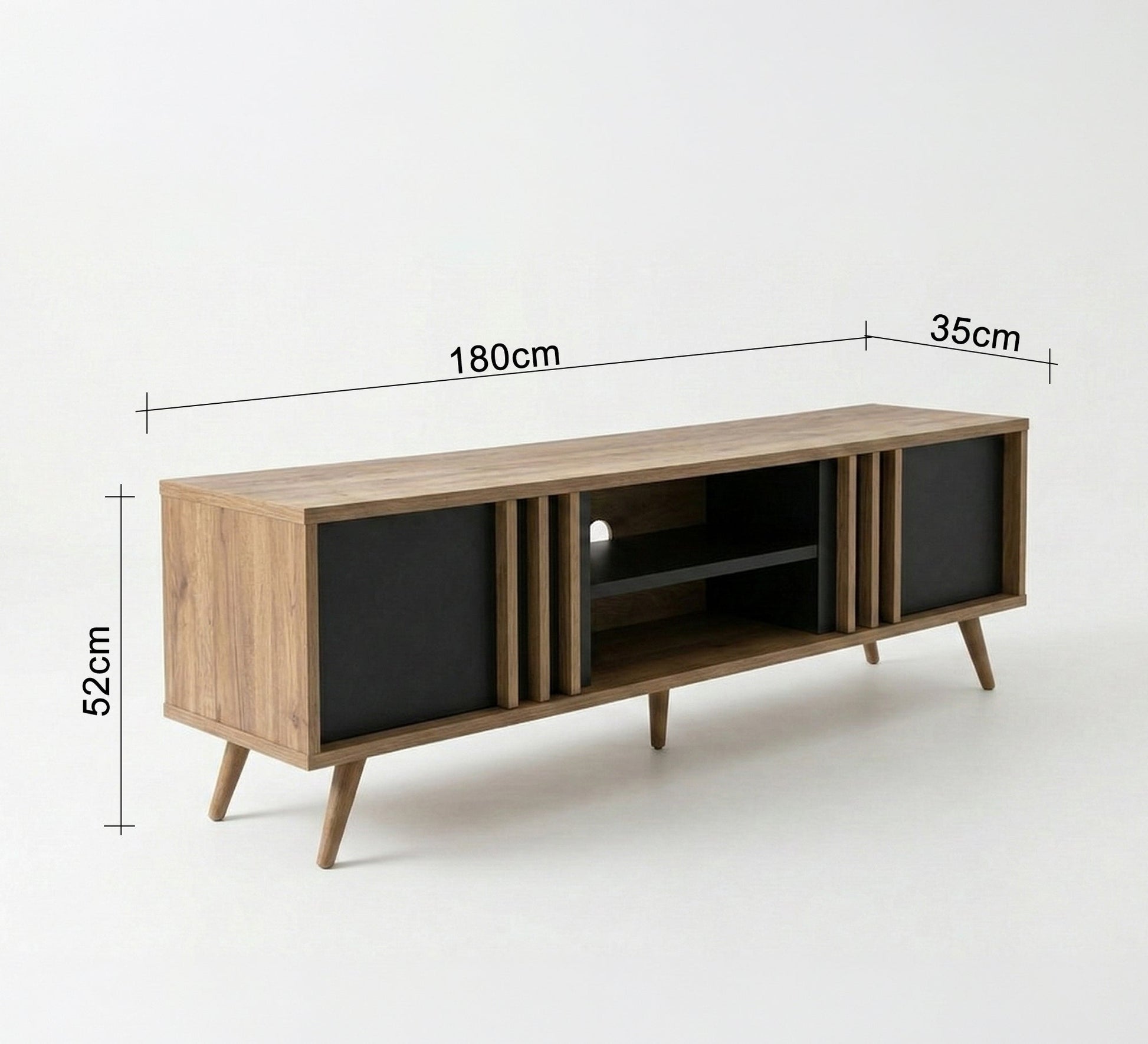 Elegant TV table in gray and beige wood color - Vitrine Furniture - TV Table & Cabinet