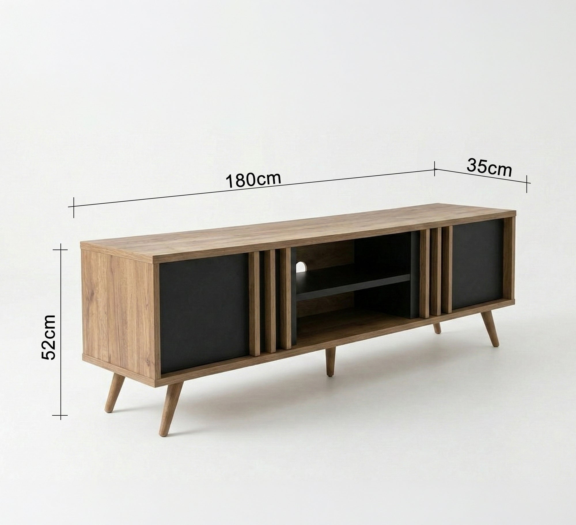 Elegant TV table in gray and beige wood color - Vitrine Furniture - TV Table & Cabinet