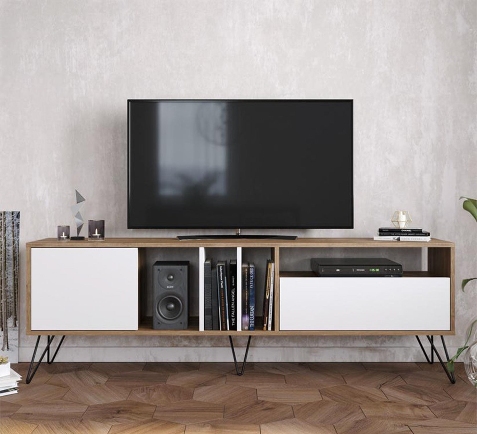 Elegant TV table with various doors and shelves - Vitrine Furniture - Furniture