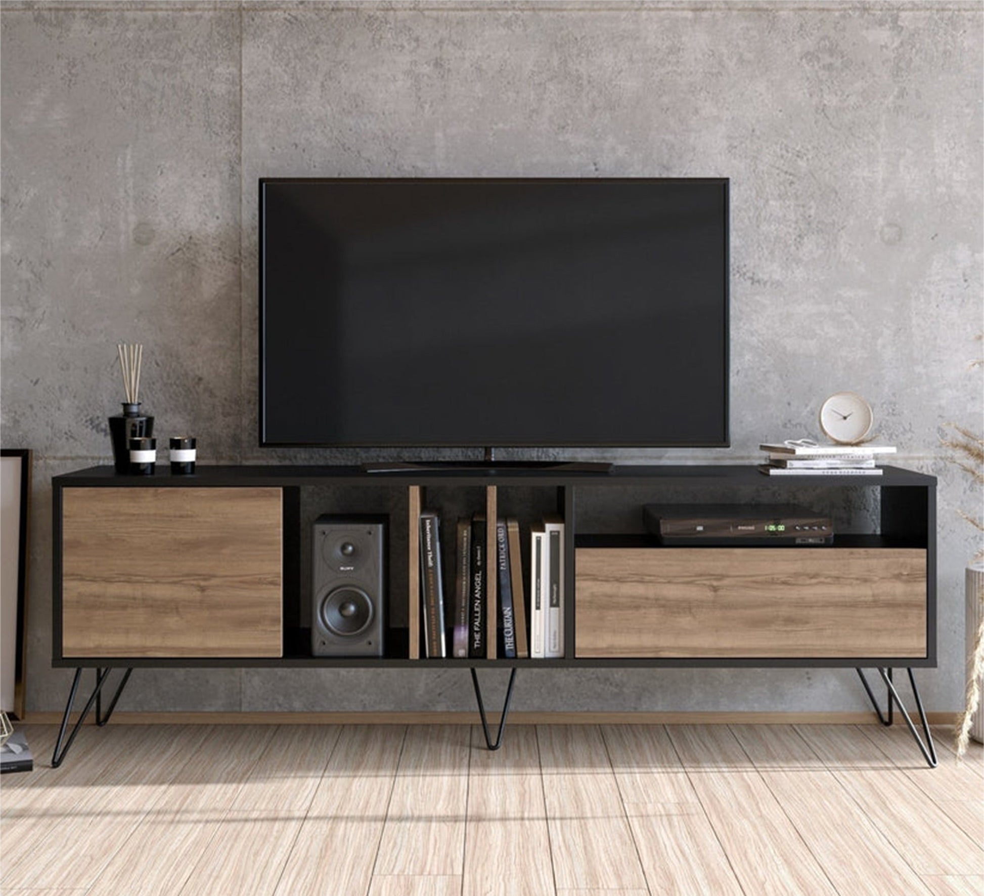 Elegant TV table with various doors and shelves - Vitrine Furniture - Furniture
