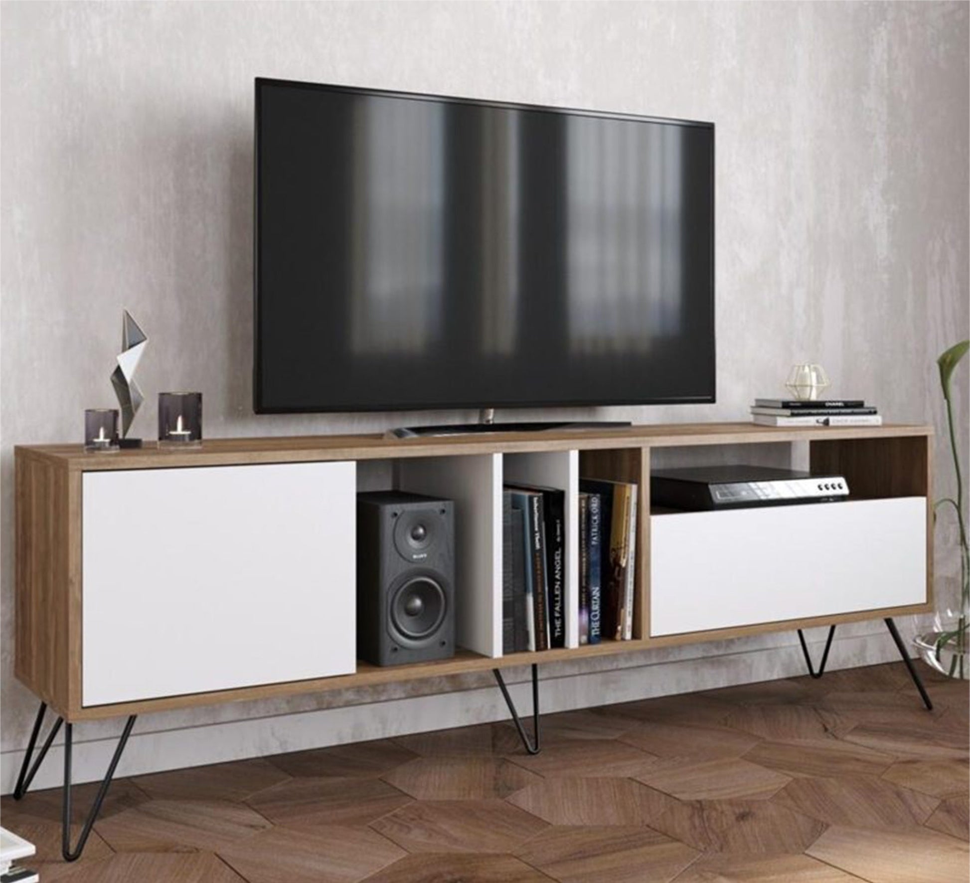 Elegant TV table with various doors and shelves - Vitrine Furniture - Furniture