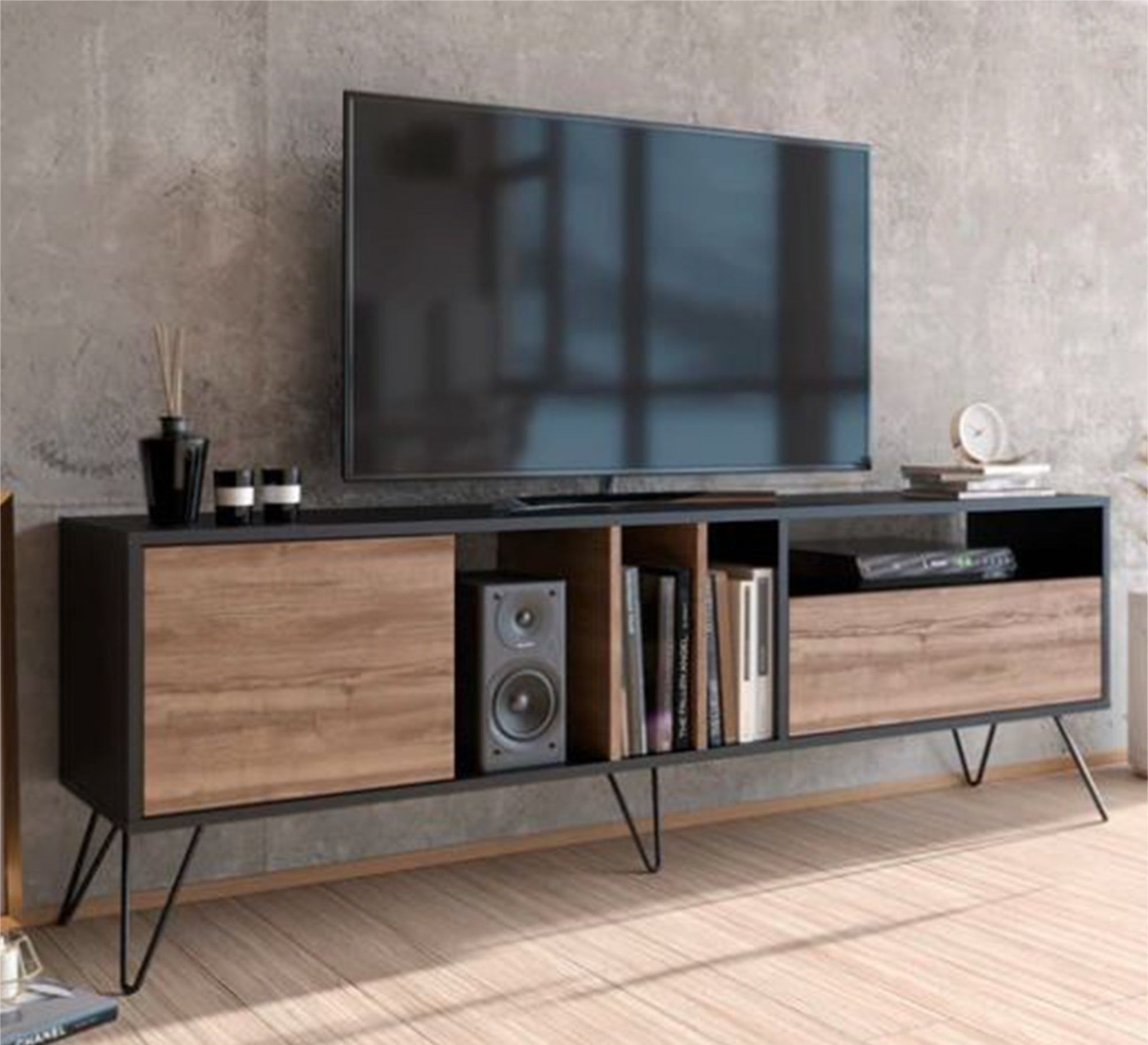 Elegant TV table with various doors and shelves - Vitrine Furniture - Furniture