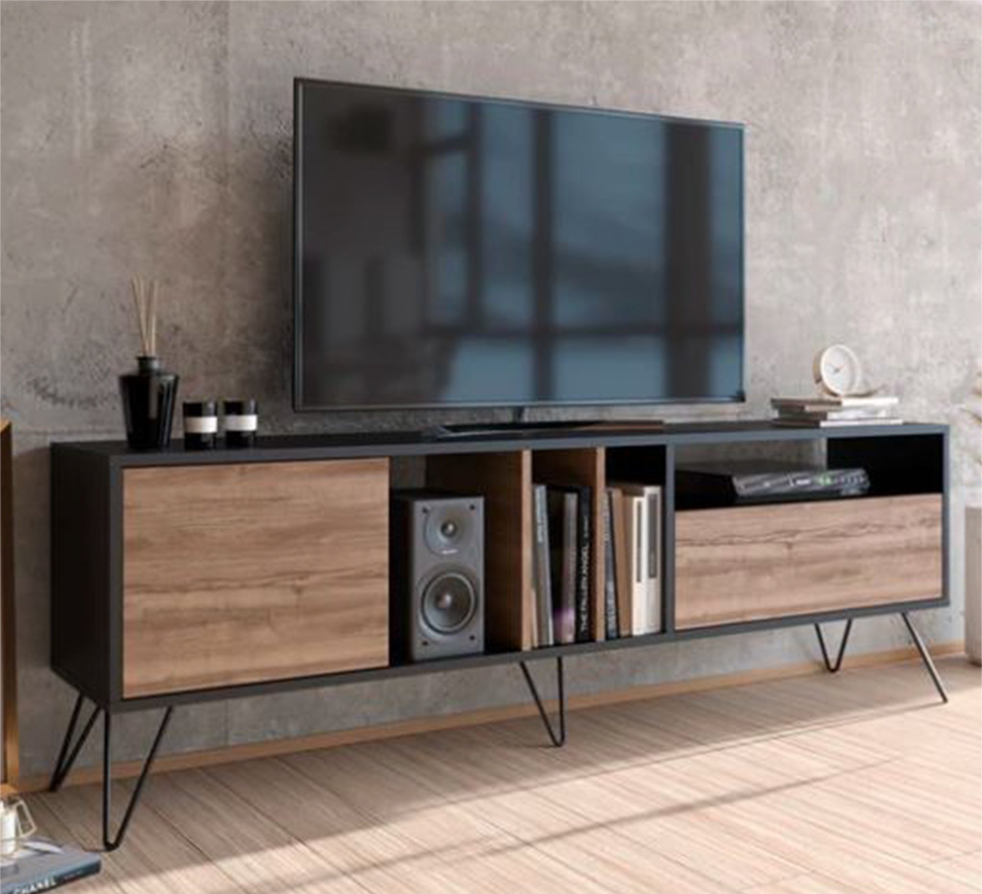 Elegant TV table with various doors and shelves - Vitrine Furniture - Furniture
