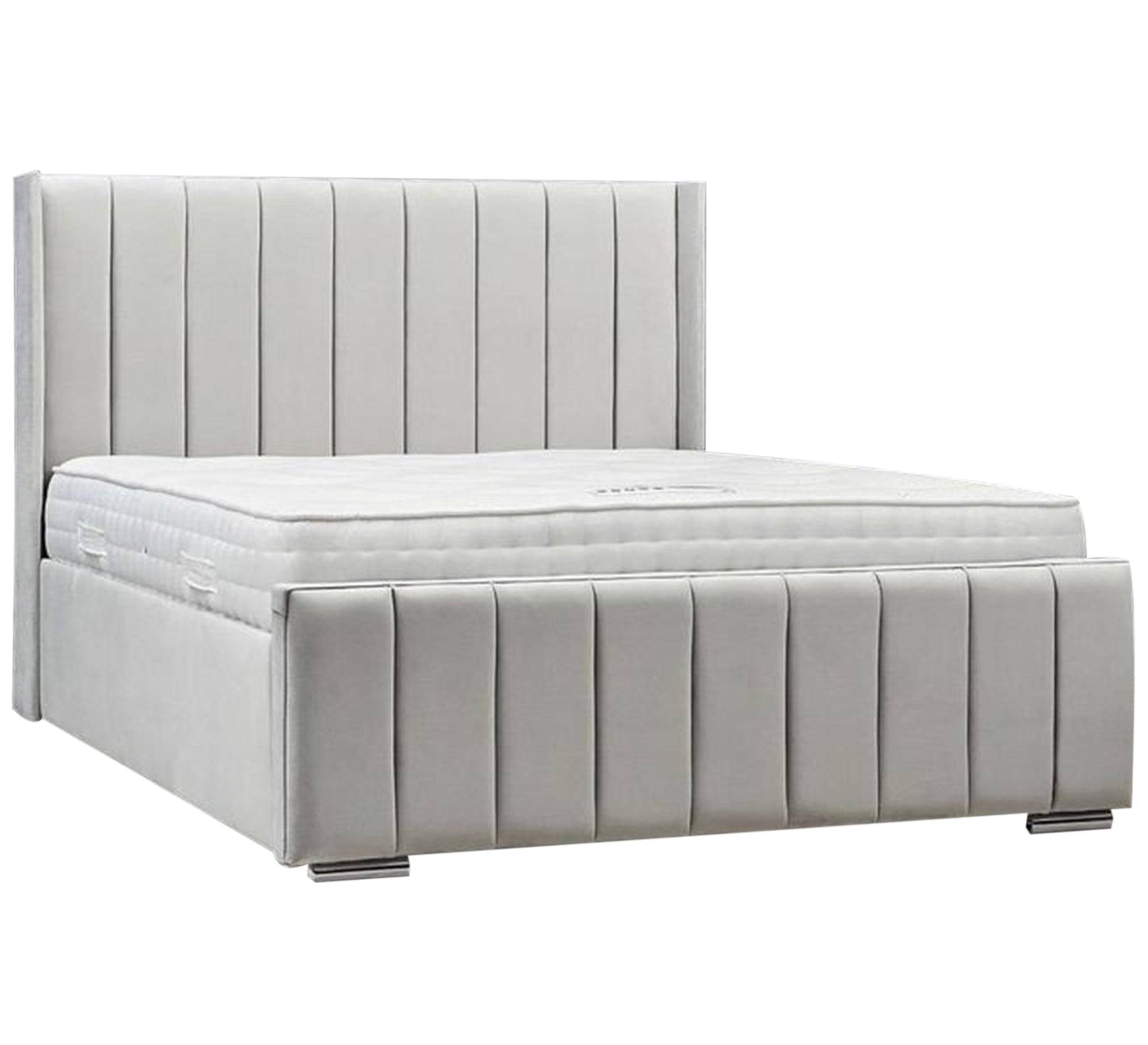 Elegant upholstered bed with comfortable and modern vertical lines - Vitrine Furniture - Furniture