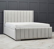 Elegant upholstered bed with comfortable and modern vertical lines - Vitrine Furniture - Furniture