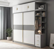 Elegant Wardrobes with White & Gray Storage with External Shelves - Vitrine Furniture - Furniture