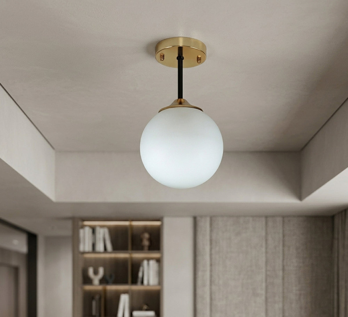 Elegant white glass globe ceiling pendant - Vitrine Furniture - Ceiling lights