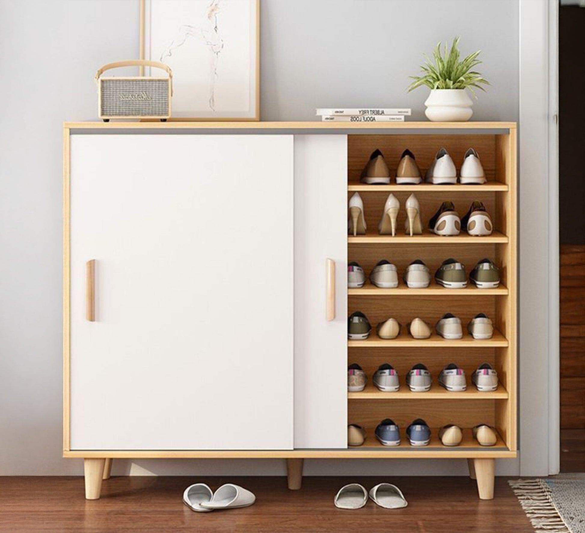 Elegant white shoe rack - Vitrine Furniture - Furniture